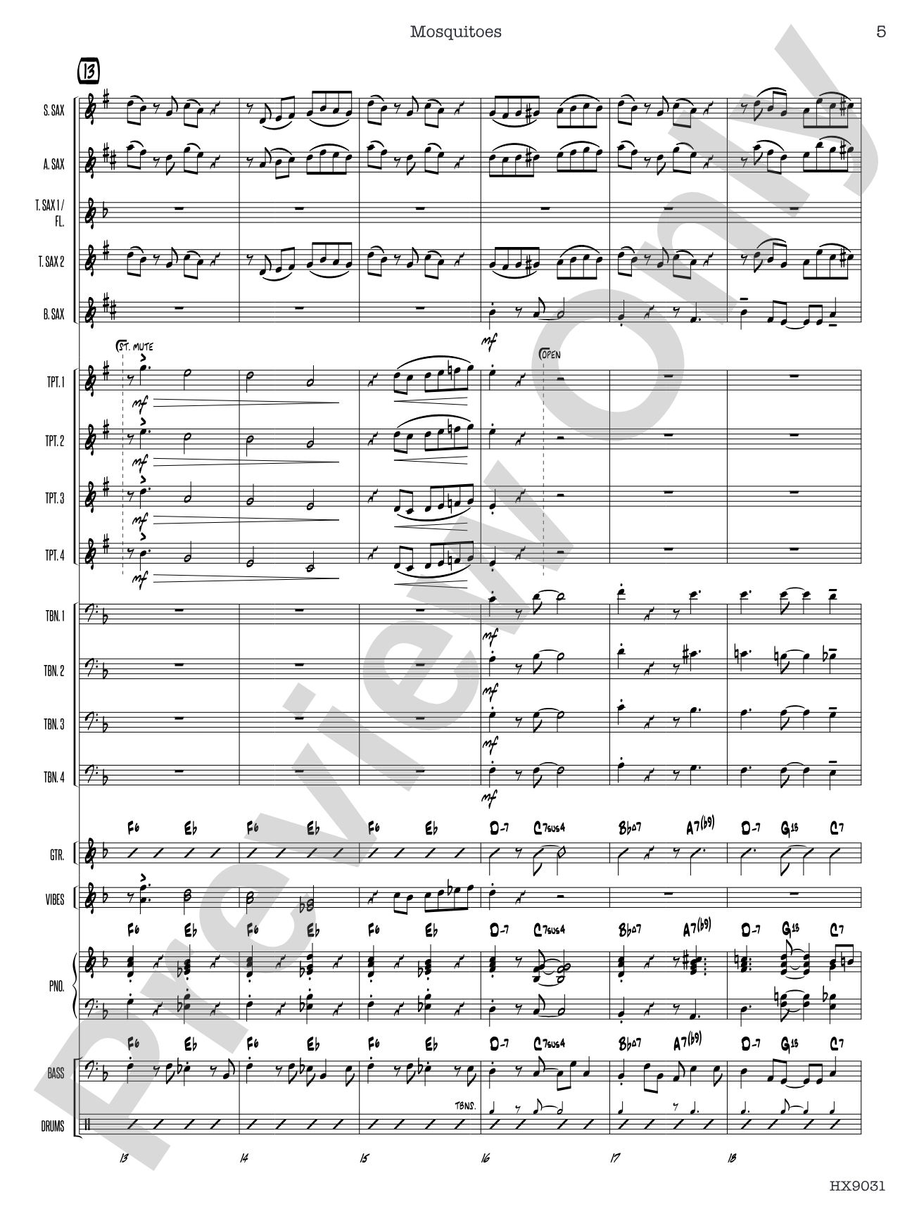 Mosquitoes: Jazz Ensemble Conductor Score & Parts