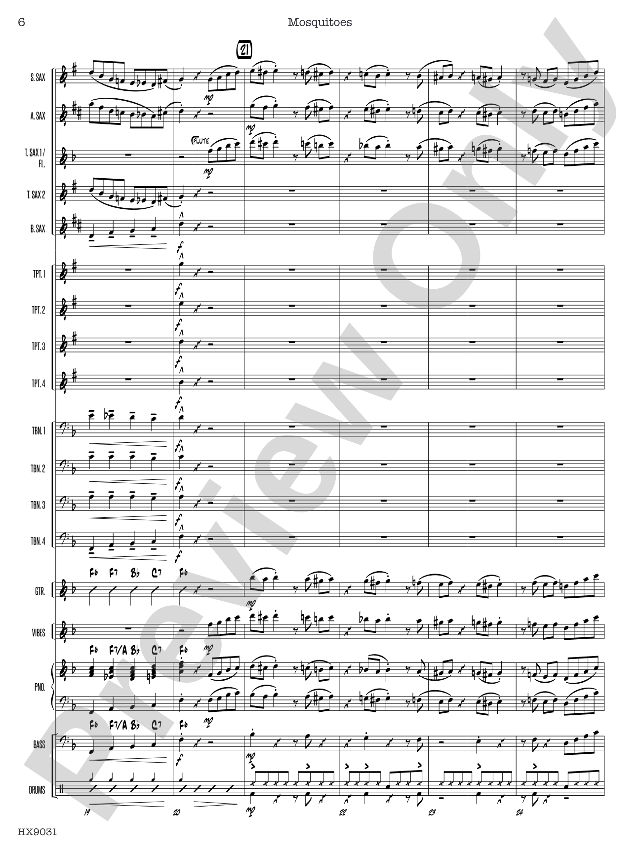 Mosquitoes: Jazz Ensemble Conductor Score & Parts