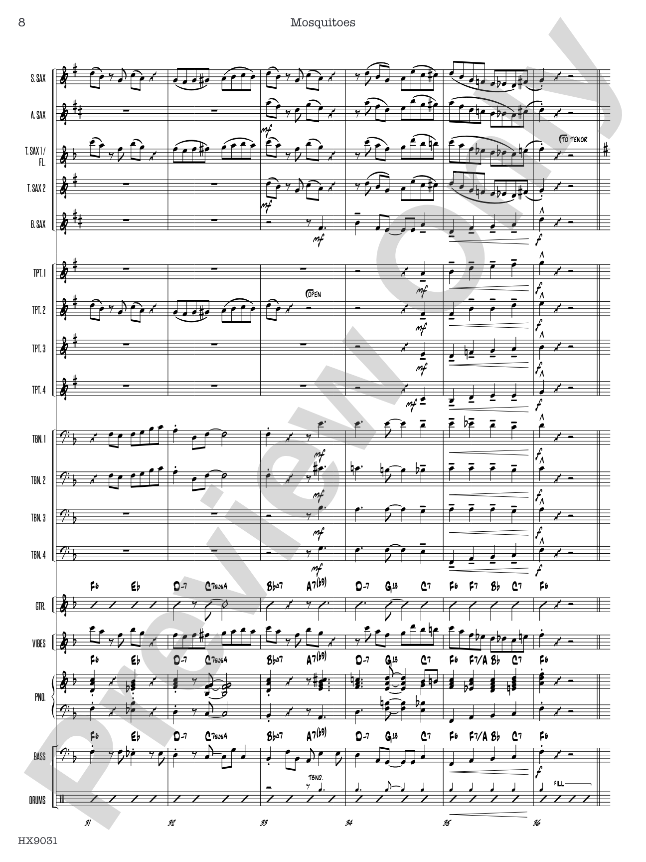 Mosquitoes: Jazz Ensemble Conductor Score & Parts