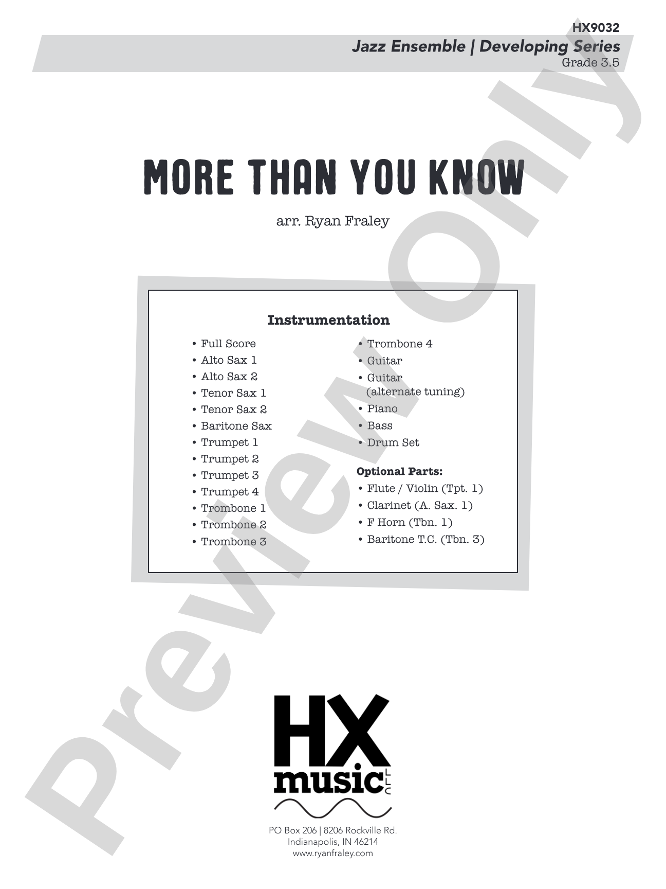 More Than You Know: Jazz Ensemble Conductor Score & Parts