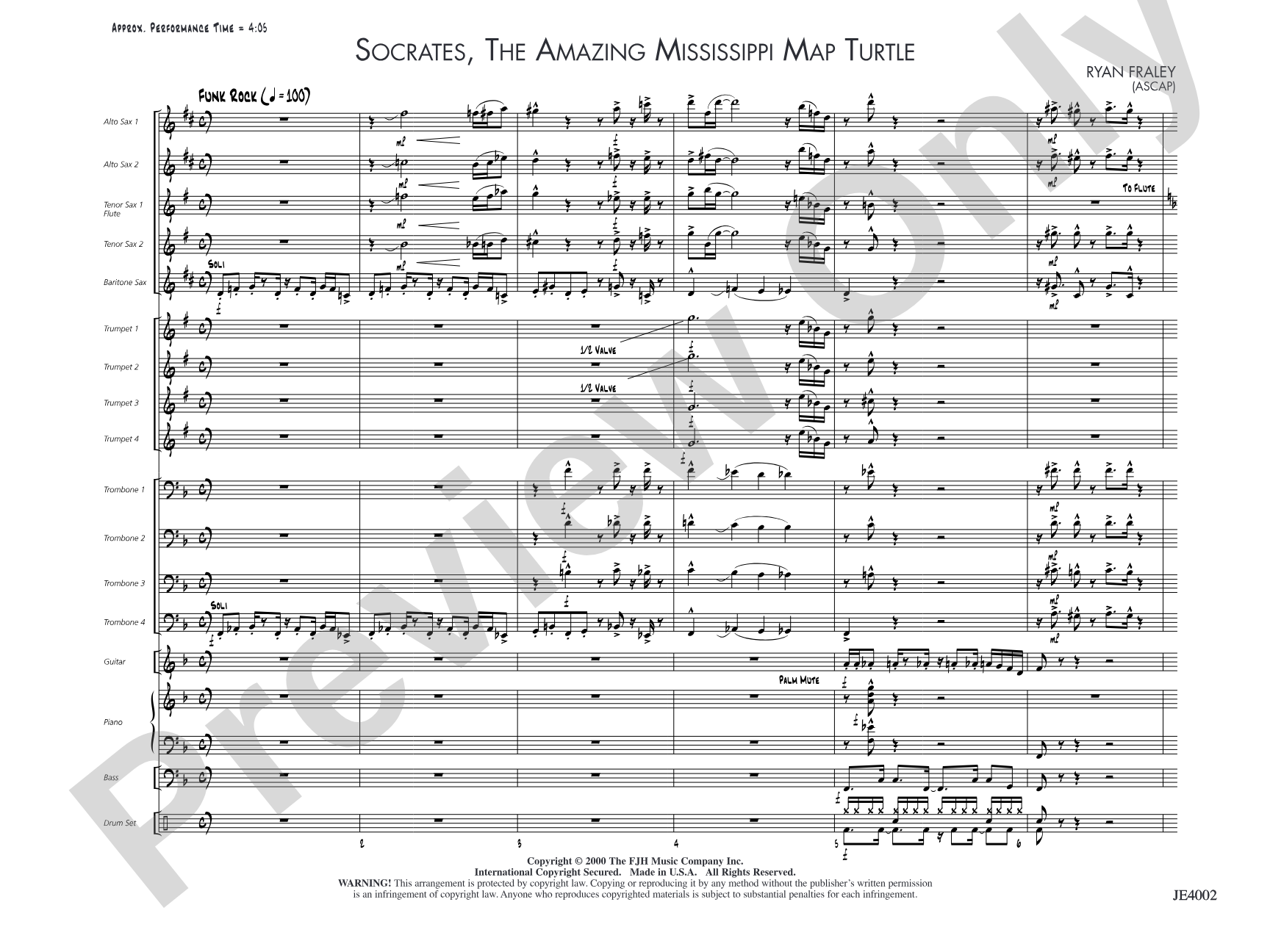 Socrates, The Amazing Mississippi Map Turtle: Jazz Ensemble Conductor Score & Parts