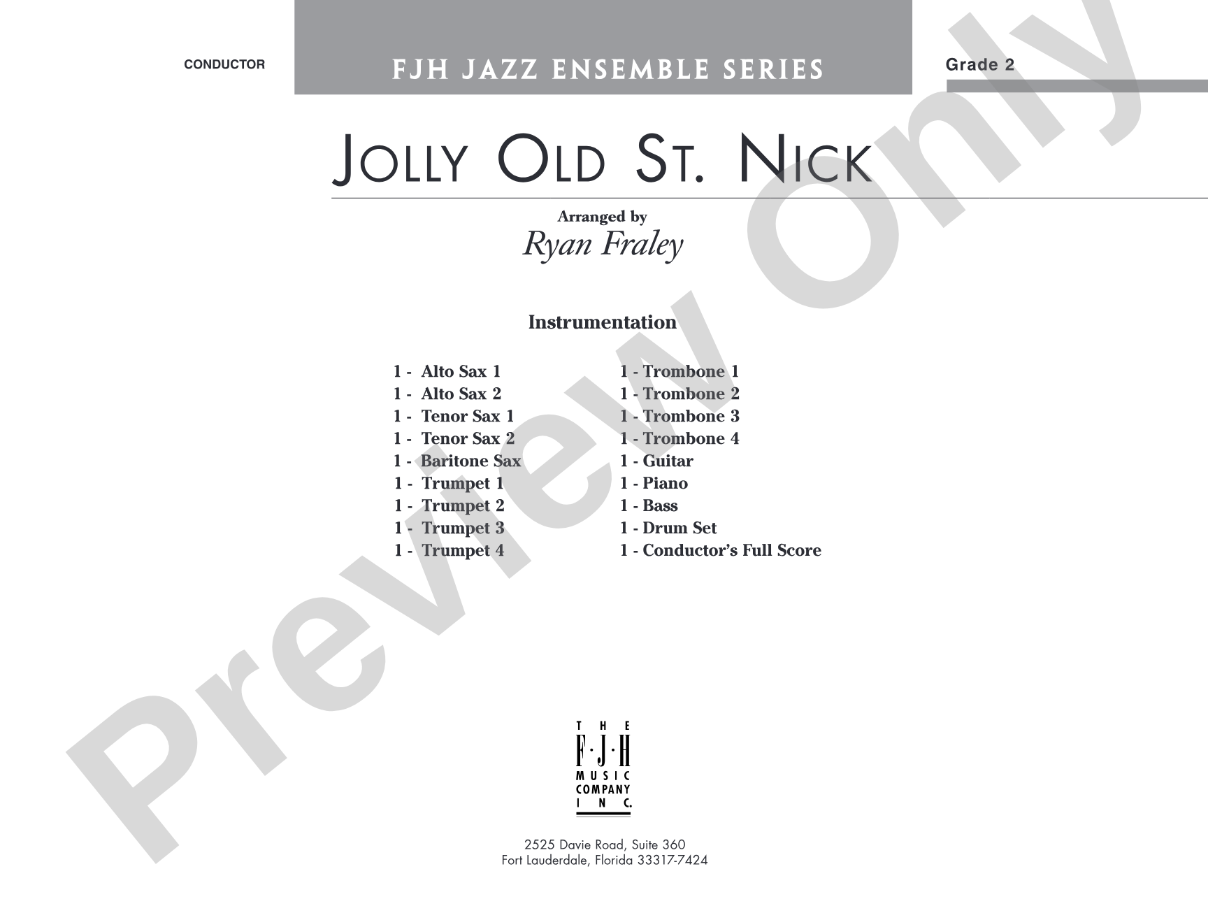 Jolly Old St. Nick: Jazz Ensemble Conductor Score & Parts