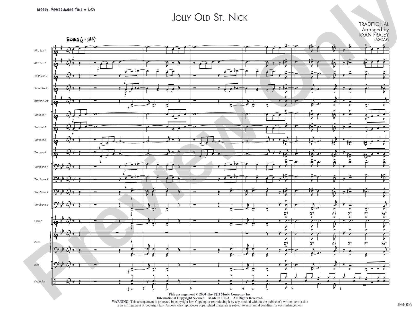 Jolly Old St. Nick: Jazz Ensemble Conductor Score & Parts
