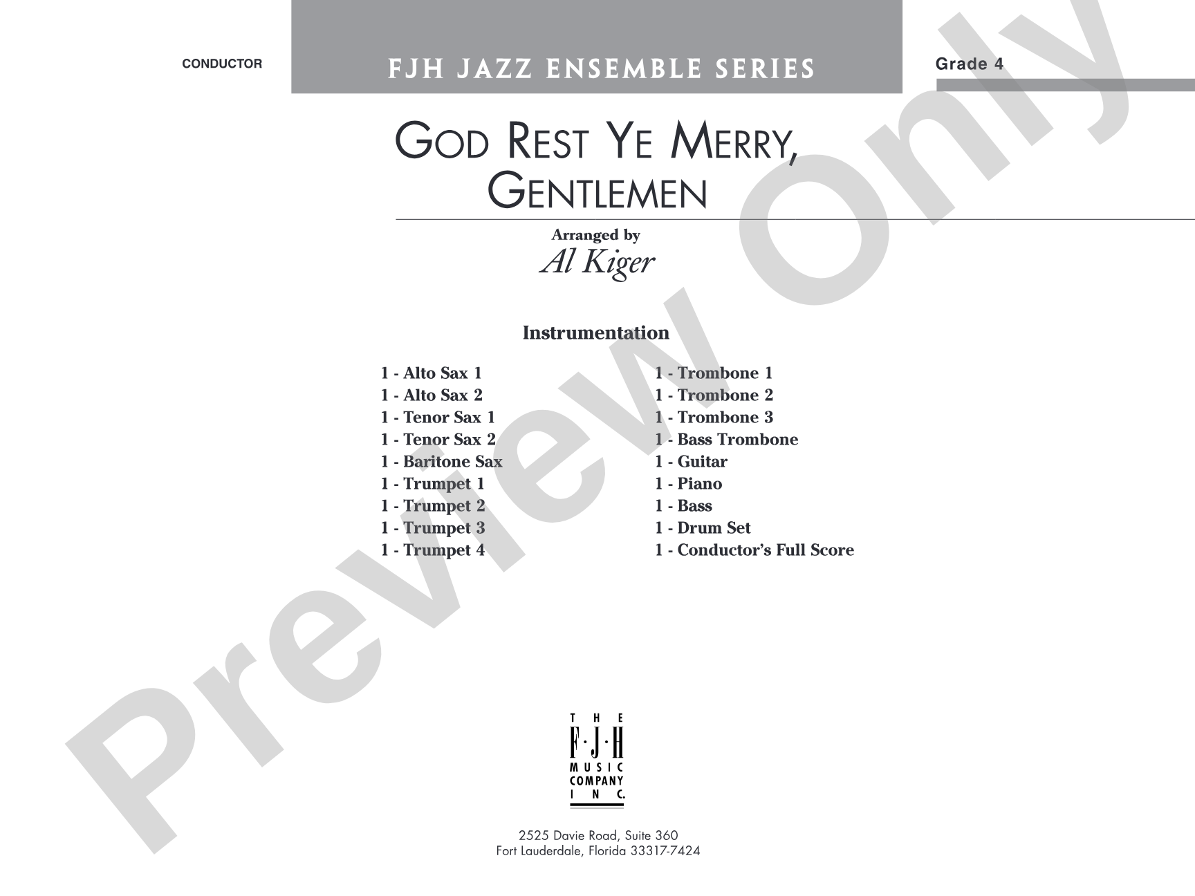 God Rest Ye Merry, Gentlemen: Jazz Ensemble Conductor Score & Parts