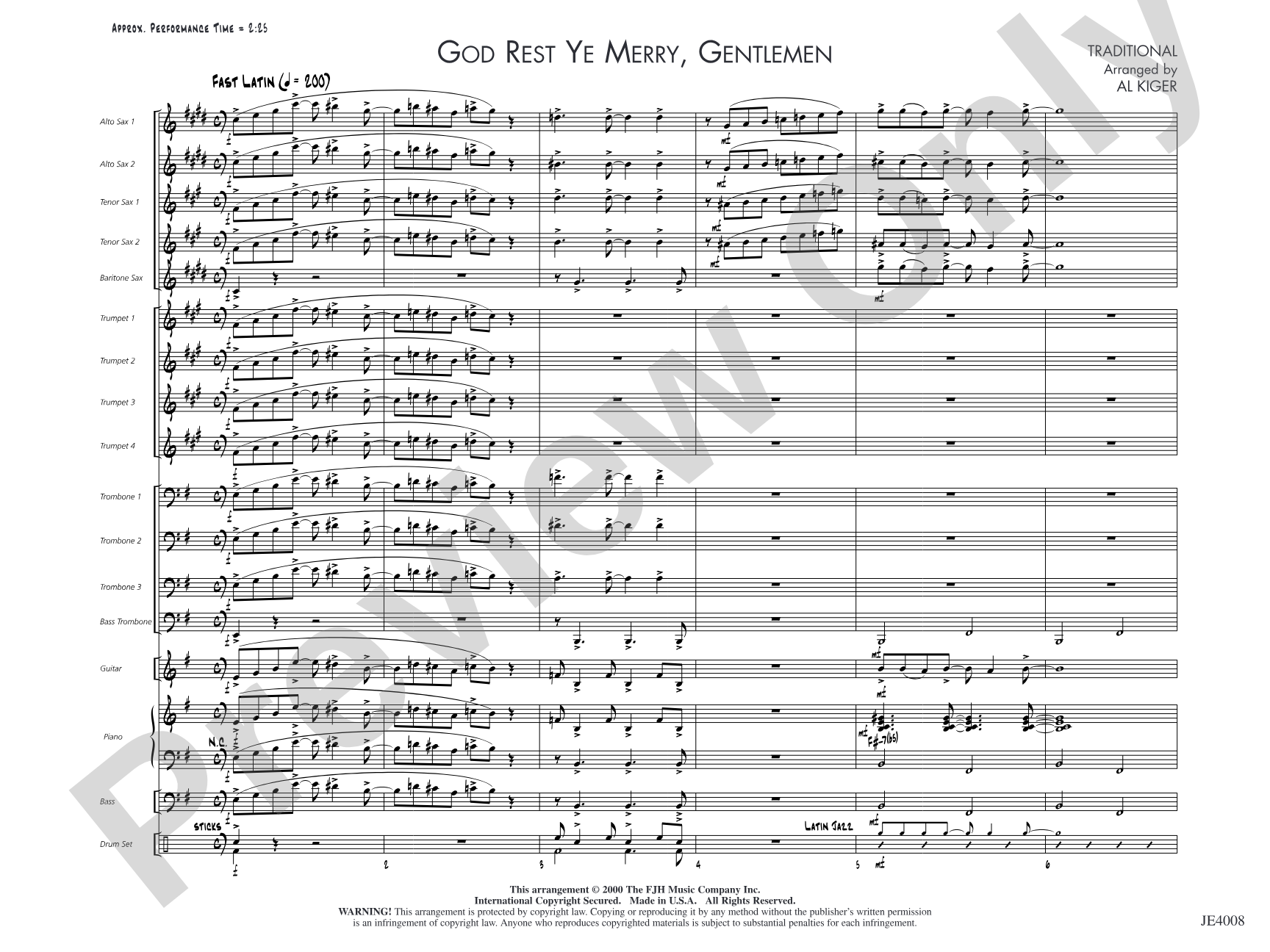 God Rest Ye Merry, Gentlemen: Jazz Ensemble Conductor Score & Parts