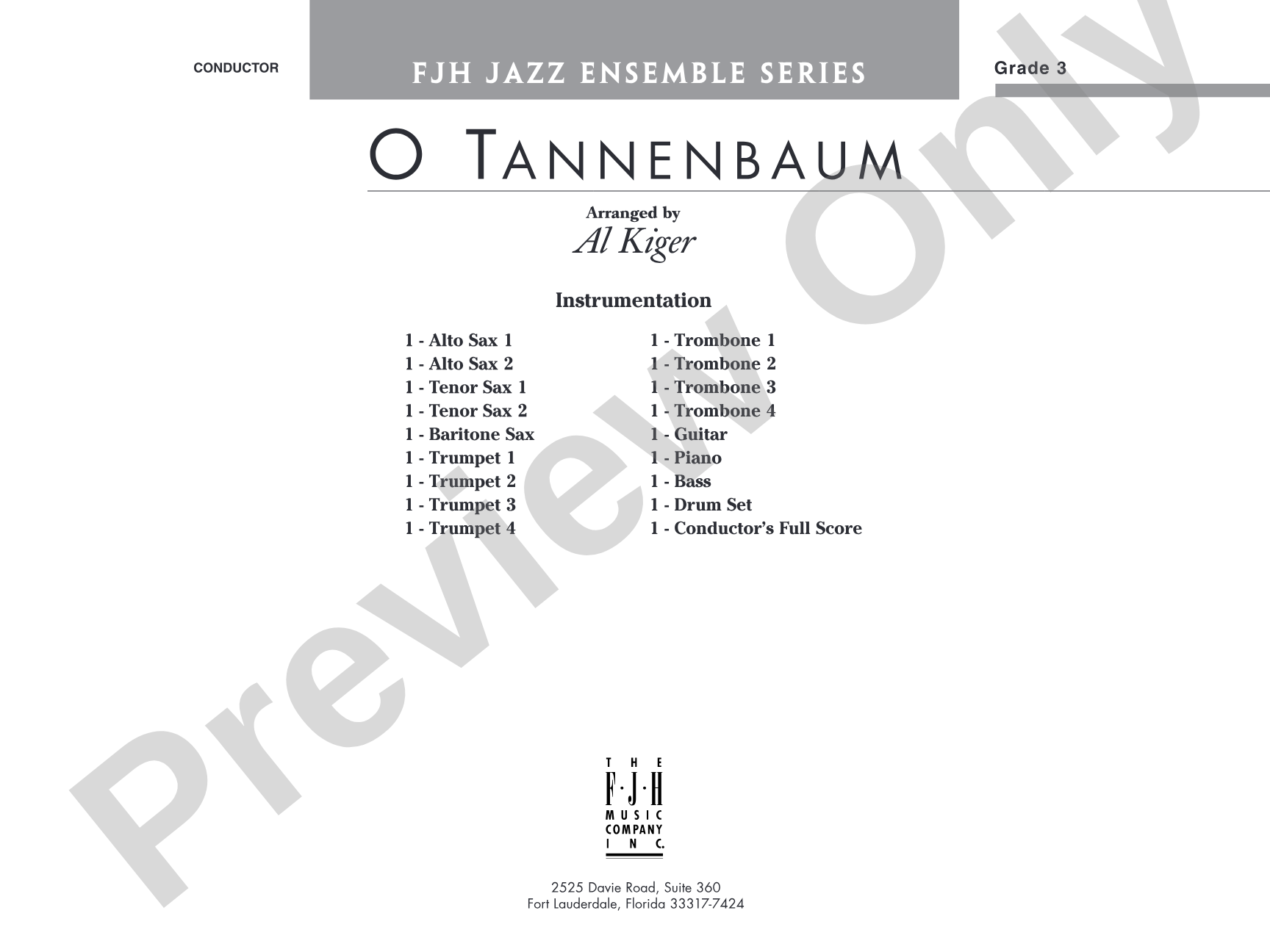O Tannenbaum: Jazz Ensemble Conductor Score & Parts