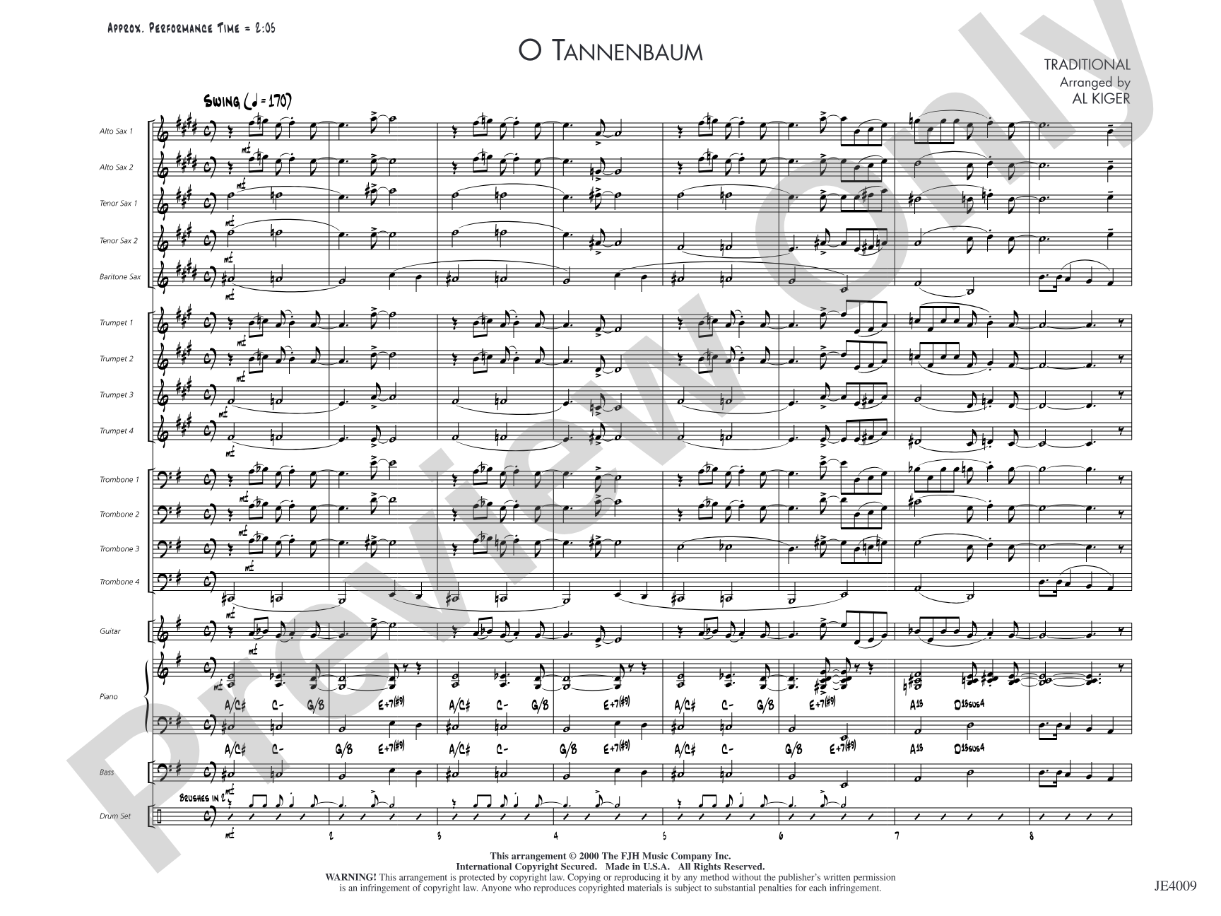 O Tannenbaum: Jazz Ensemble Conductor Score & Parts