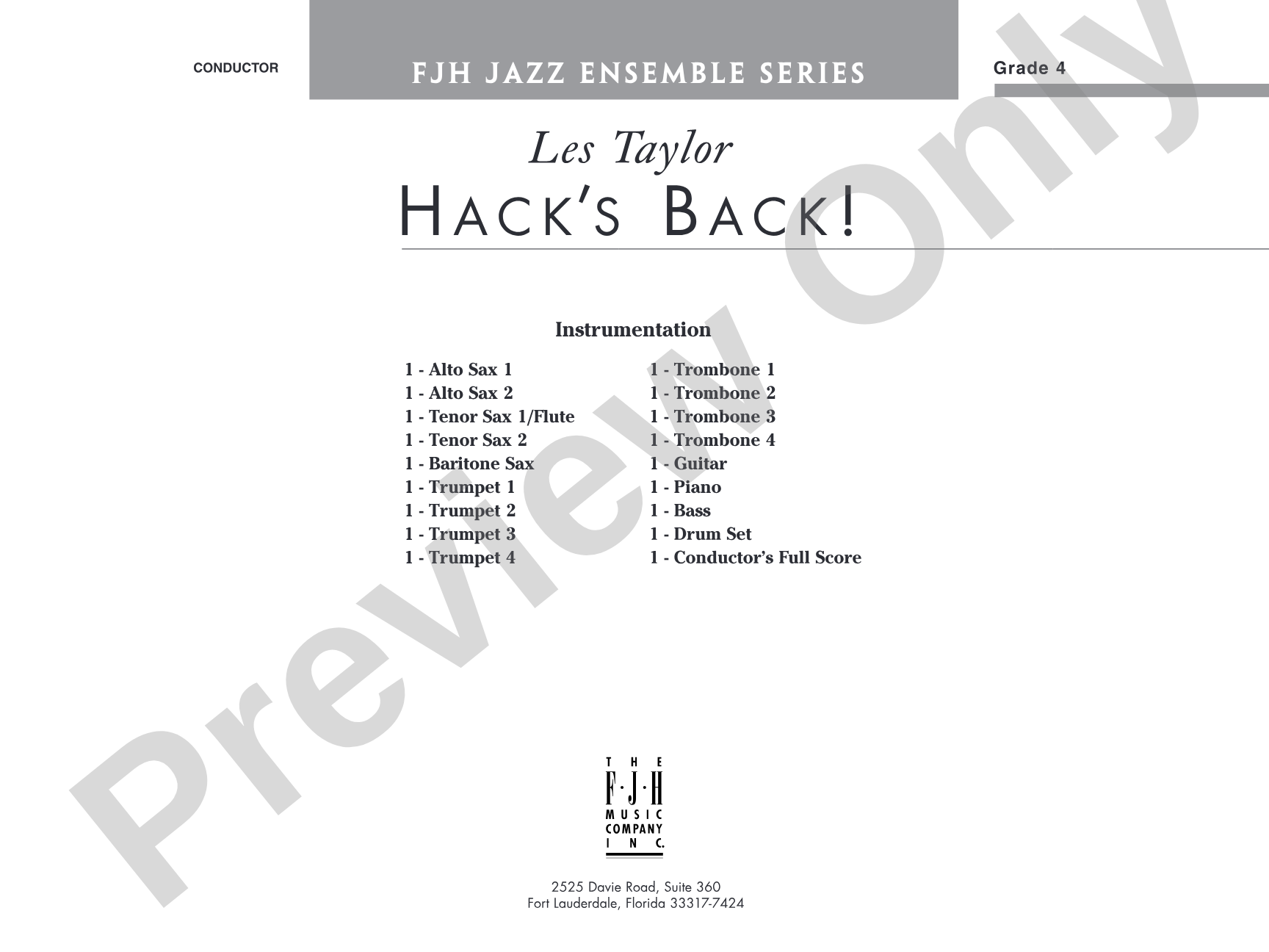 Hack's Back!: Jazz Ensemble Conductor Score & Parts
