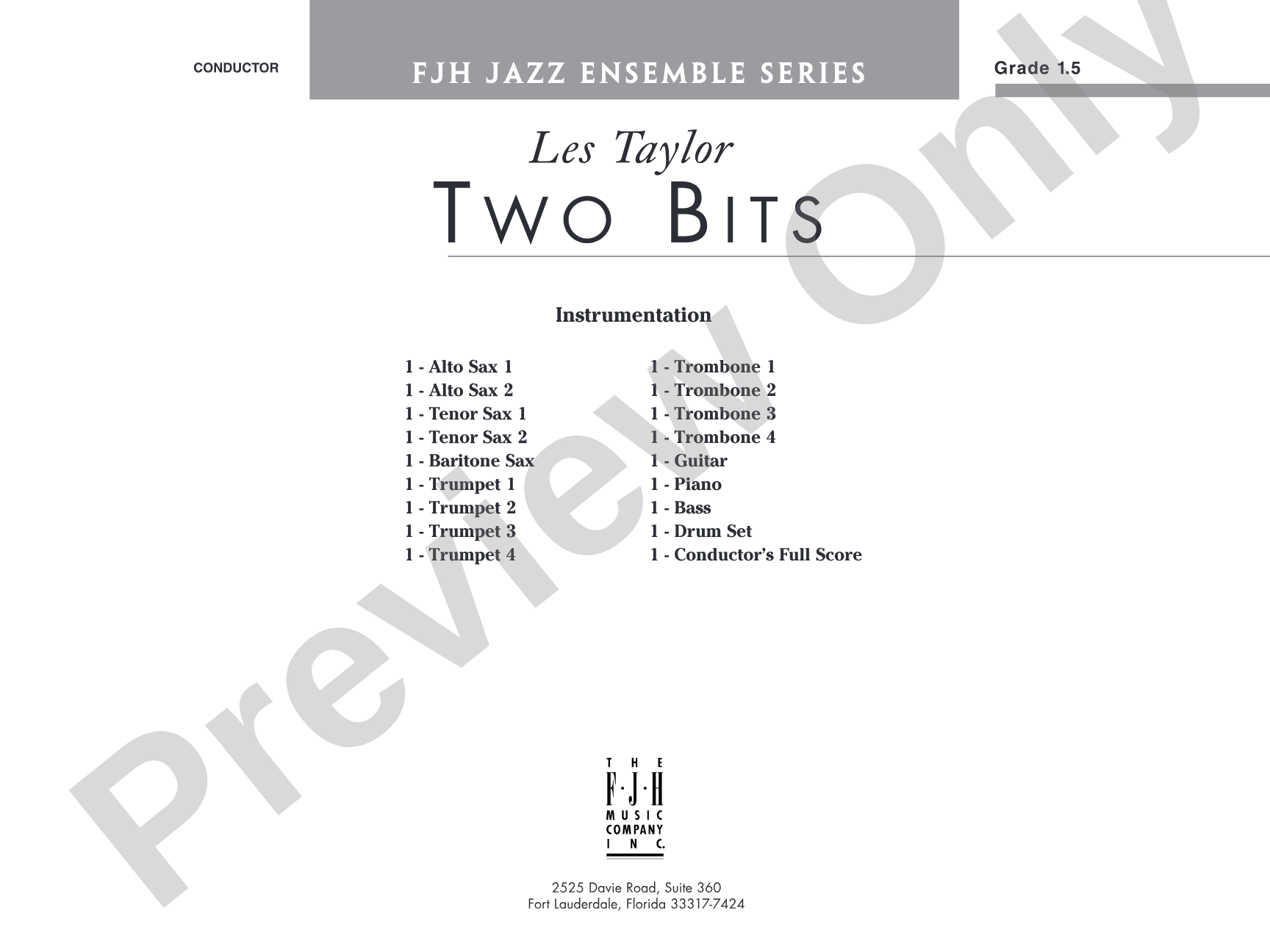 Two Bits: Jazz Ensemble Conductor Score & Parts