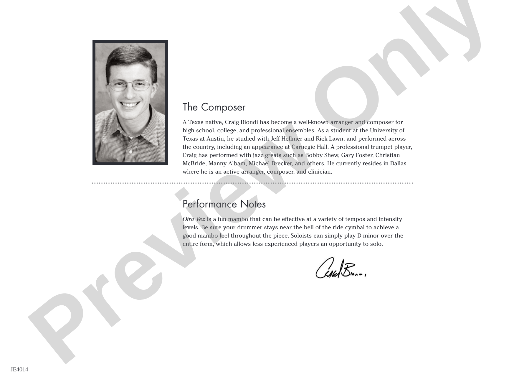 Otra Vez: Jazz Ensemble Conductor Score & Parts