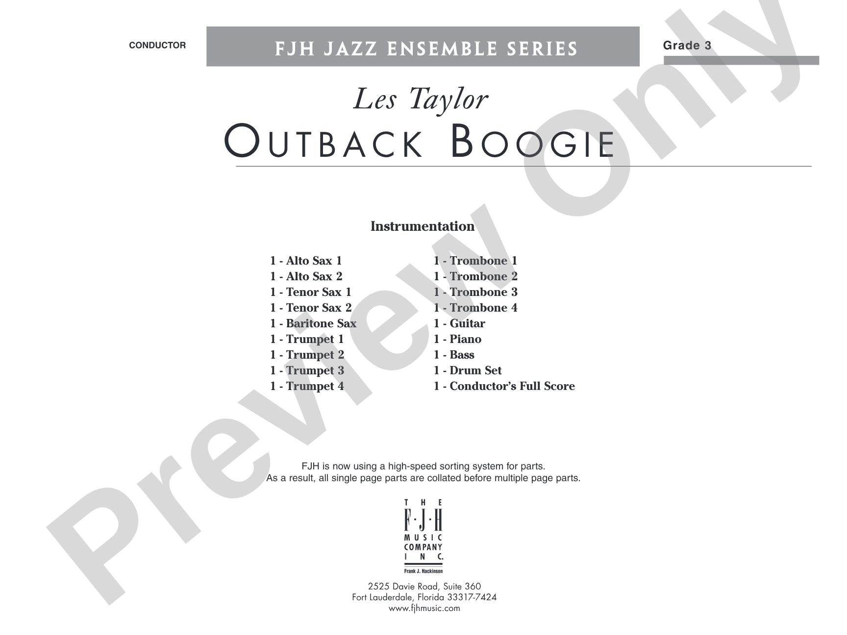 Outback Boogie: Jazz Ensemble Conductor Score & Parts