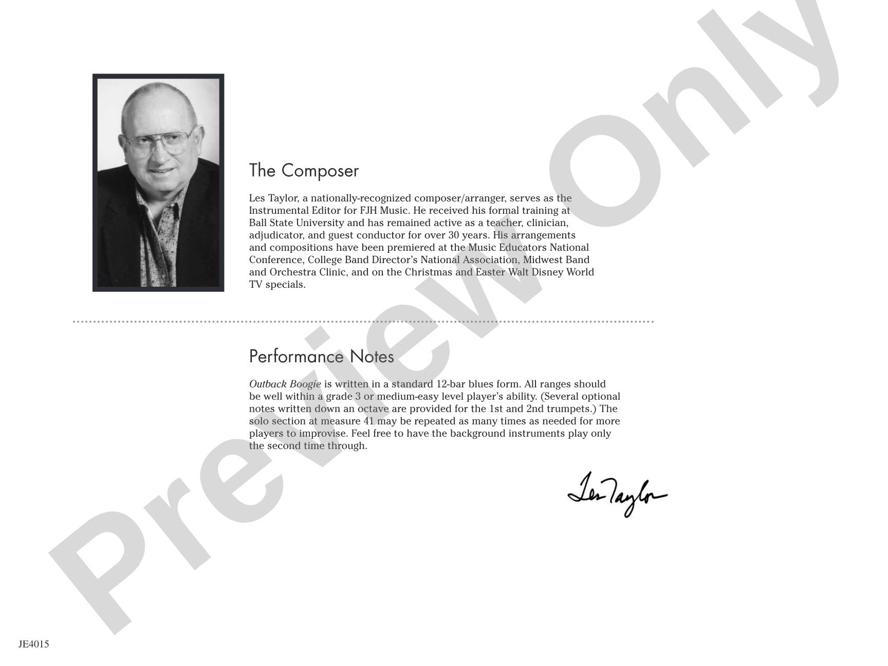 Outback Boogie: Jazz Ensemble Conductor Score & Parts