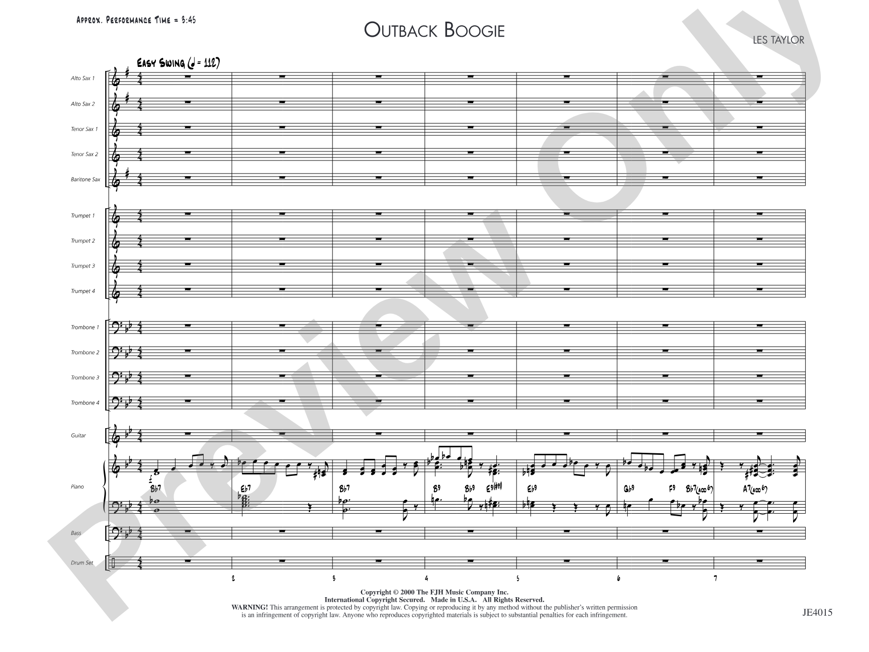 Outback Boogie: Jazz Ensemble Conductor Score & Parts