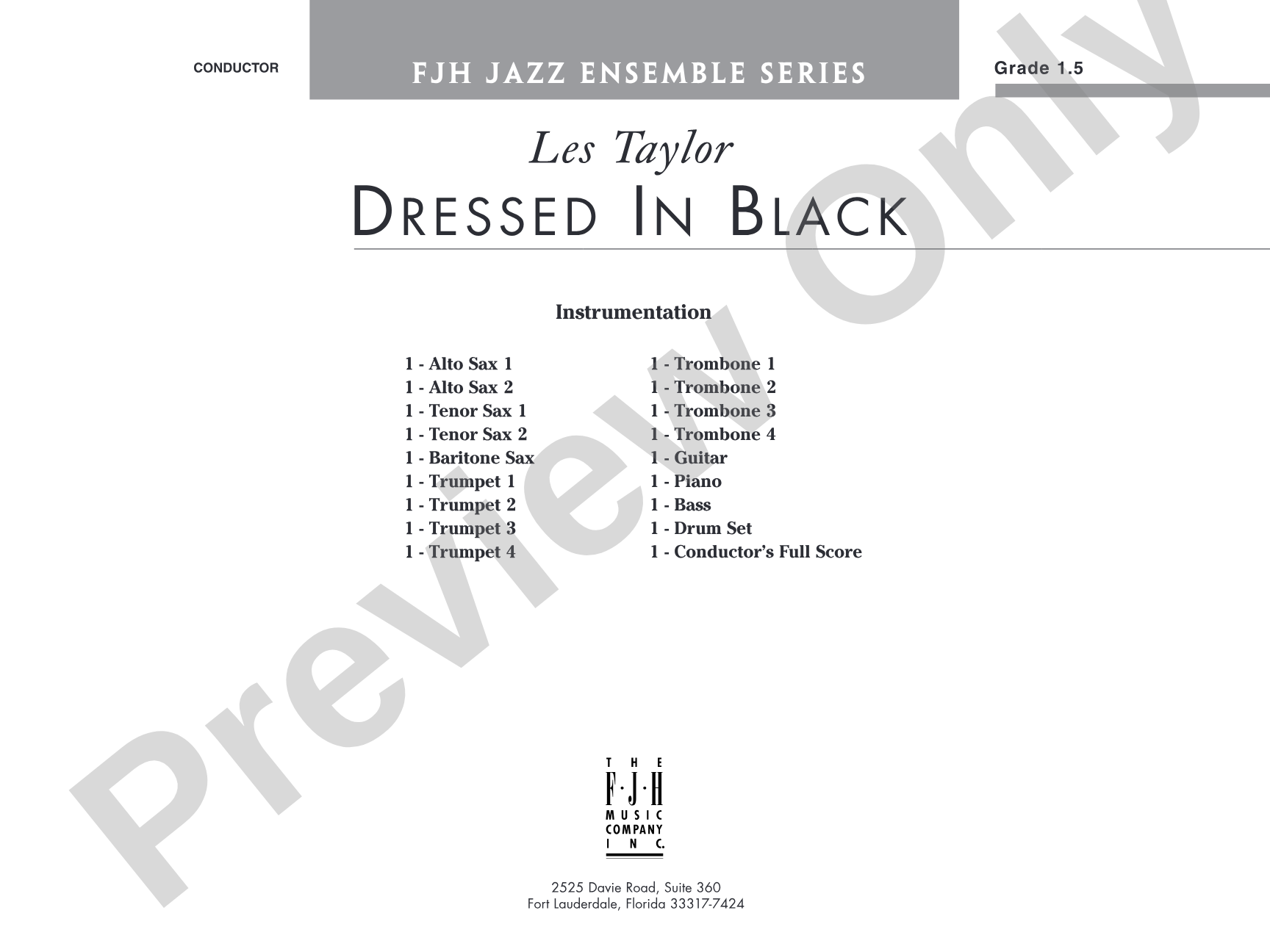 Dressed in Black: Jazz Ensemble Conductor Score & Parts
