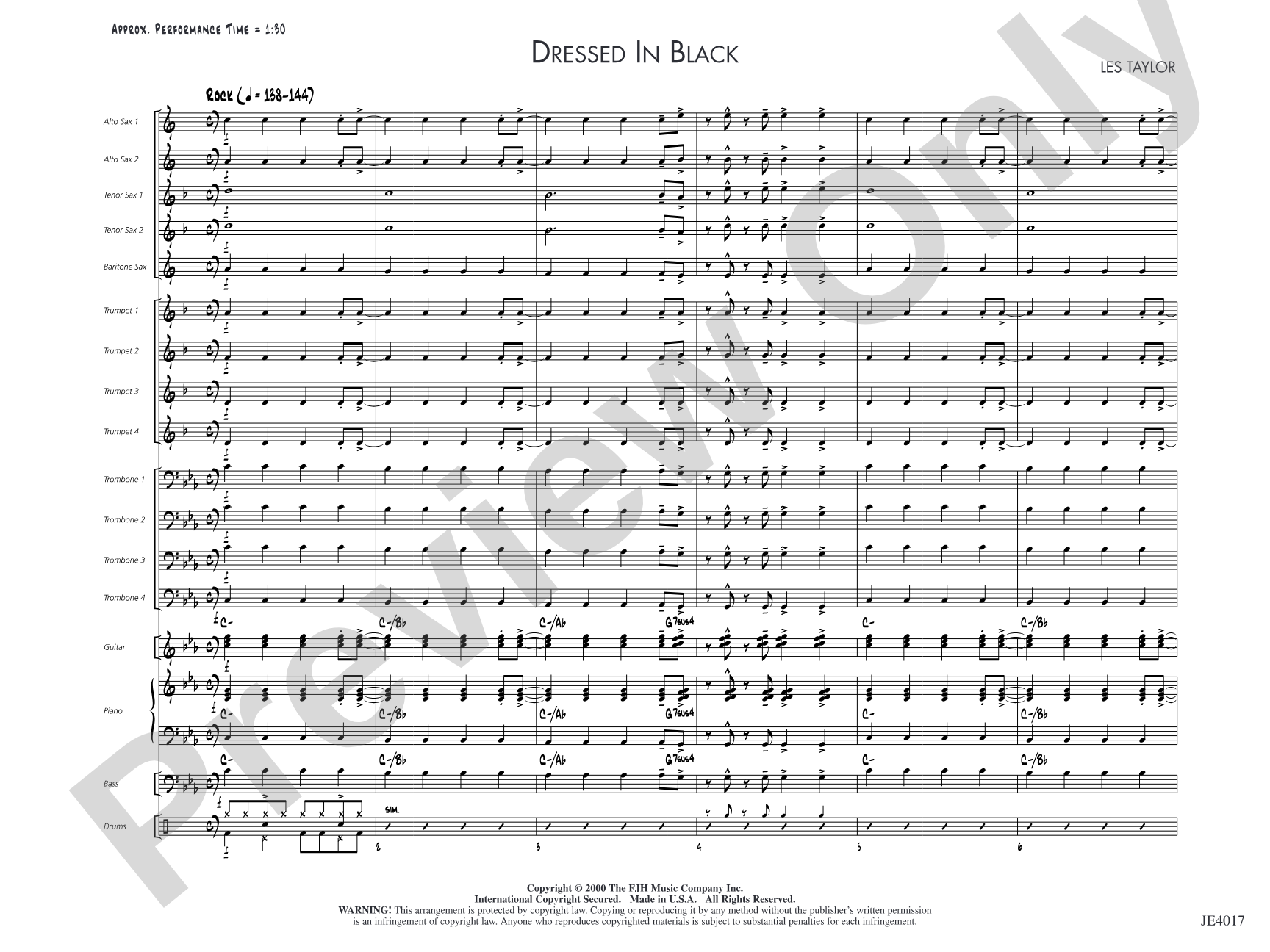 Dressed in Black: Jazz Ensemble Conductor Score & Parts