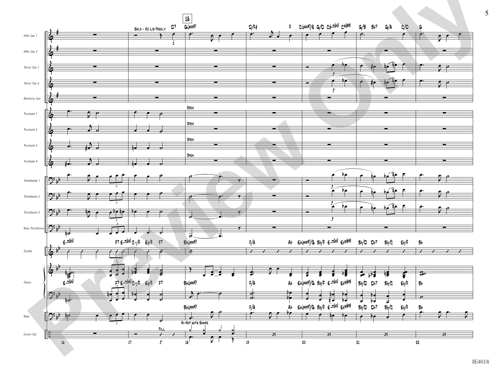 Amber Waves: Jazz Ensemble Conductor Score & Parts