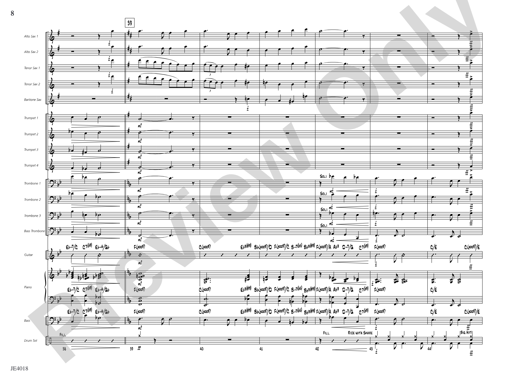 Amber Waves: Jazz Ensemble Conductor Score & Parts
