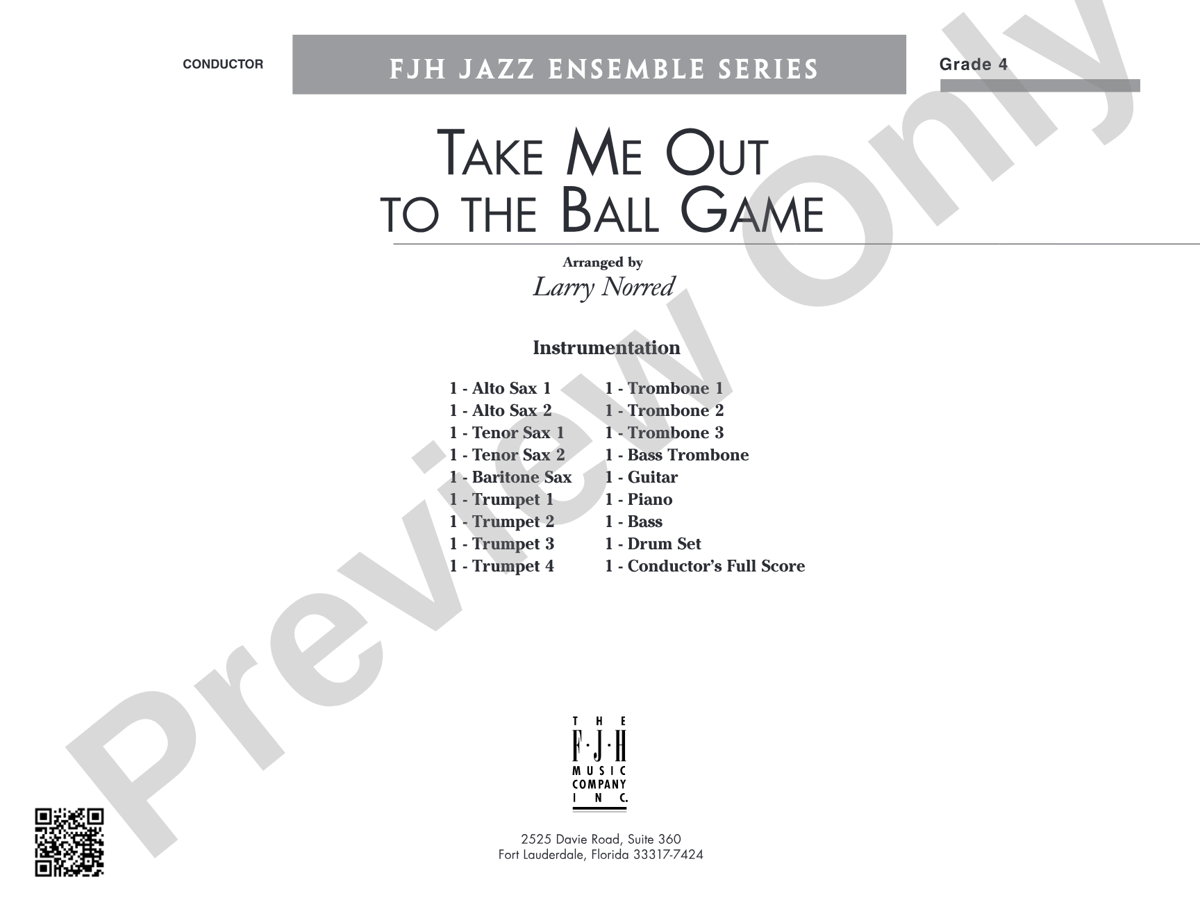 Take Me Out to the Ball Game: Jazz Ensemble Conductor Score & Parts