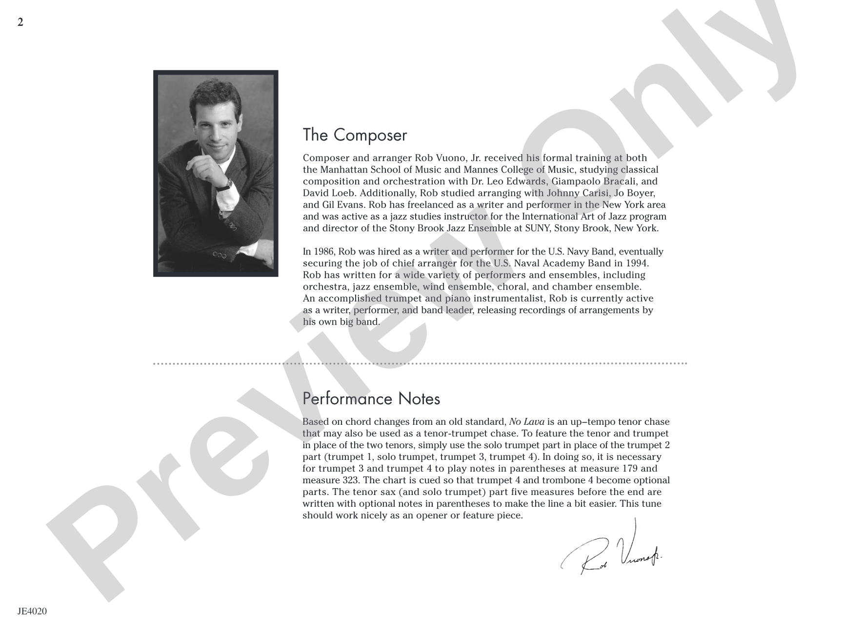 No Lava: Jazz Ensemble Conductor Score & Parts