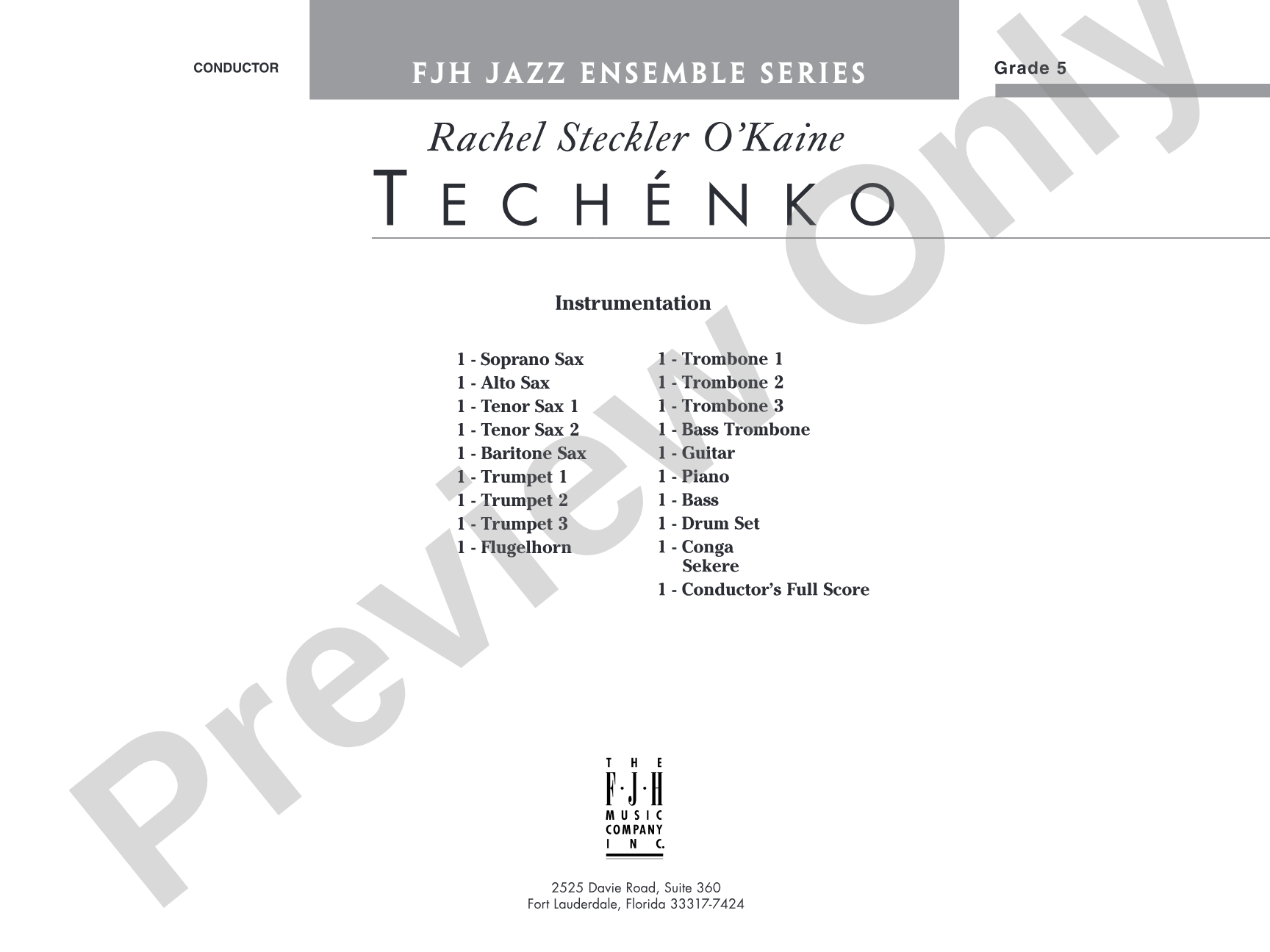 Techénko: Jazz Ensemble Conductor Score & Parts