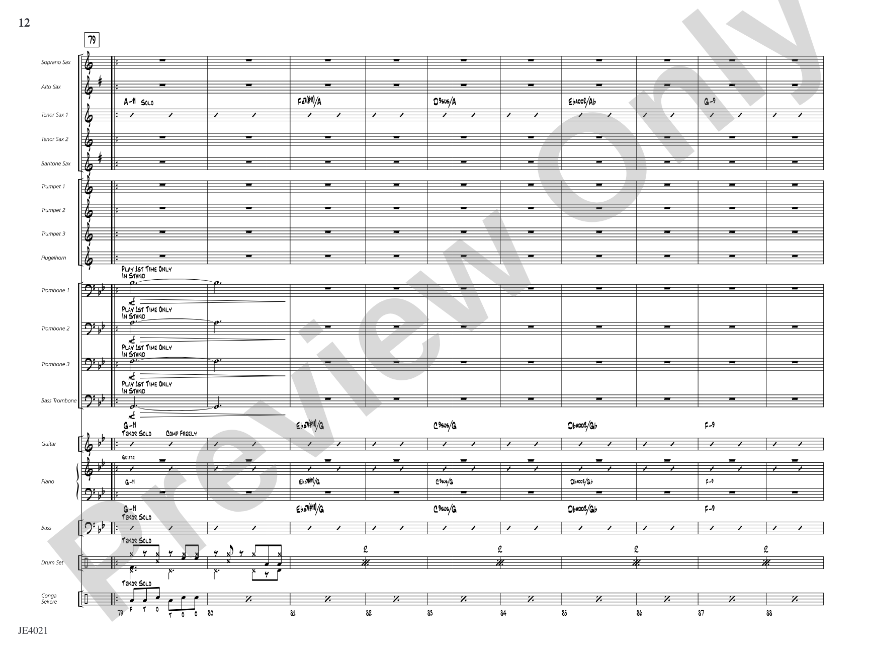 Techénko: Jazz Ensemble Conductor Score & Parts