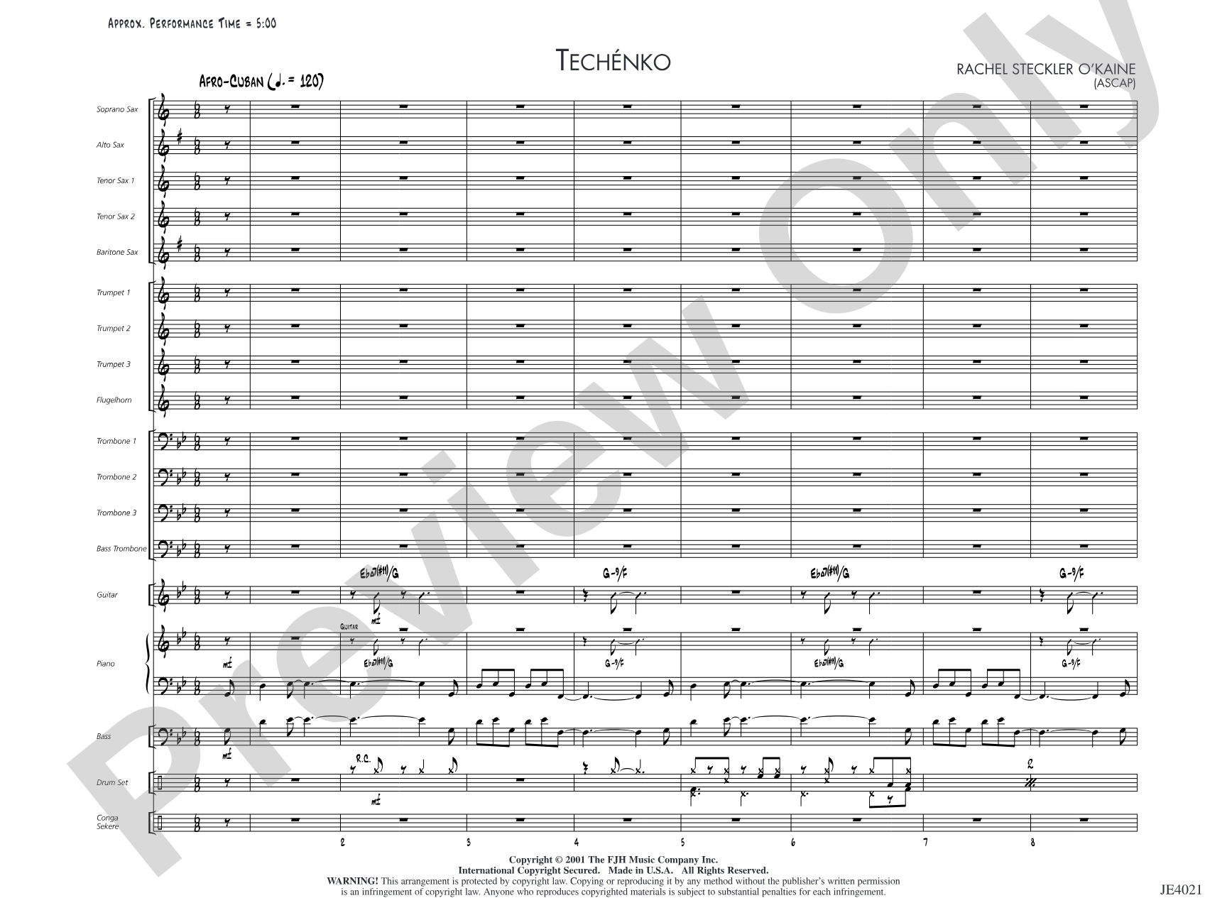 Techénko: Jazz Ensemble Conductor Score & Parts