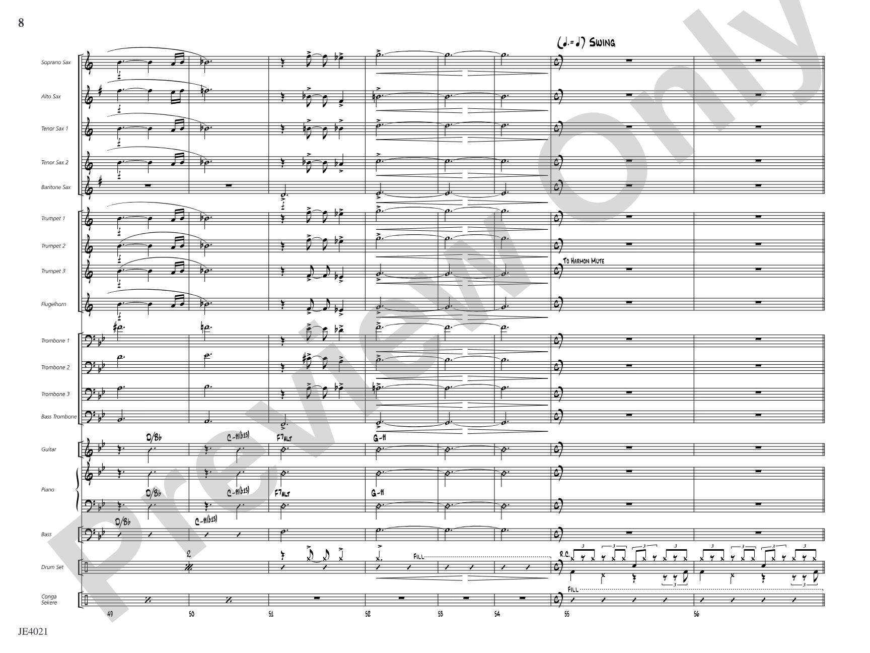 Techénko: Jazz Ensemble Conductor Score & Parts