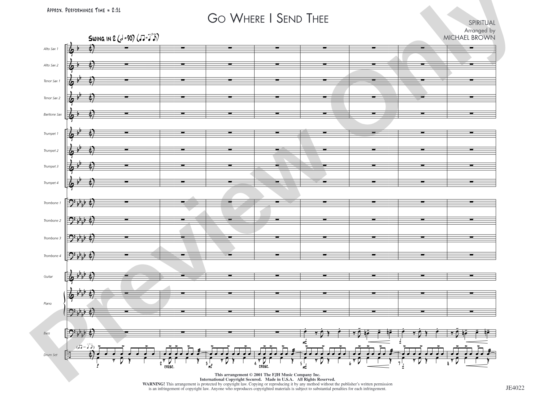 Go Where I Send Thee: Jazz Ensemble Conductor Score & Parts