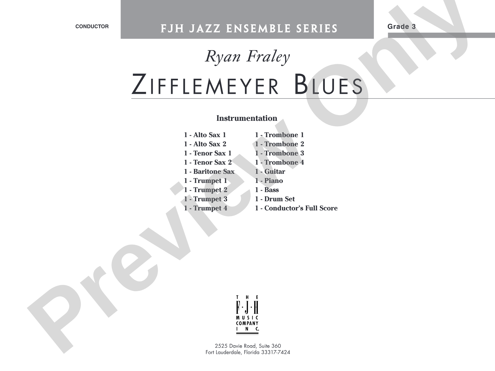 Zifflemeyer Blues: Jazz Ensemble Conductor Score & Parts