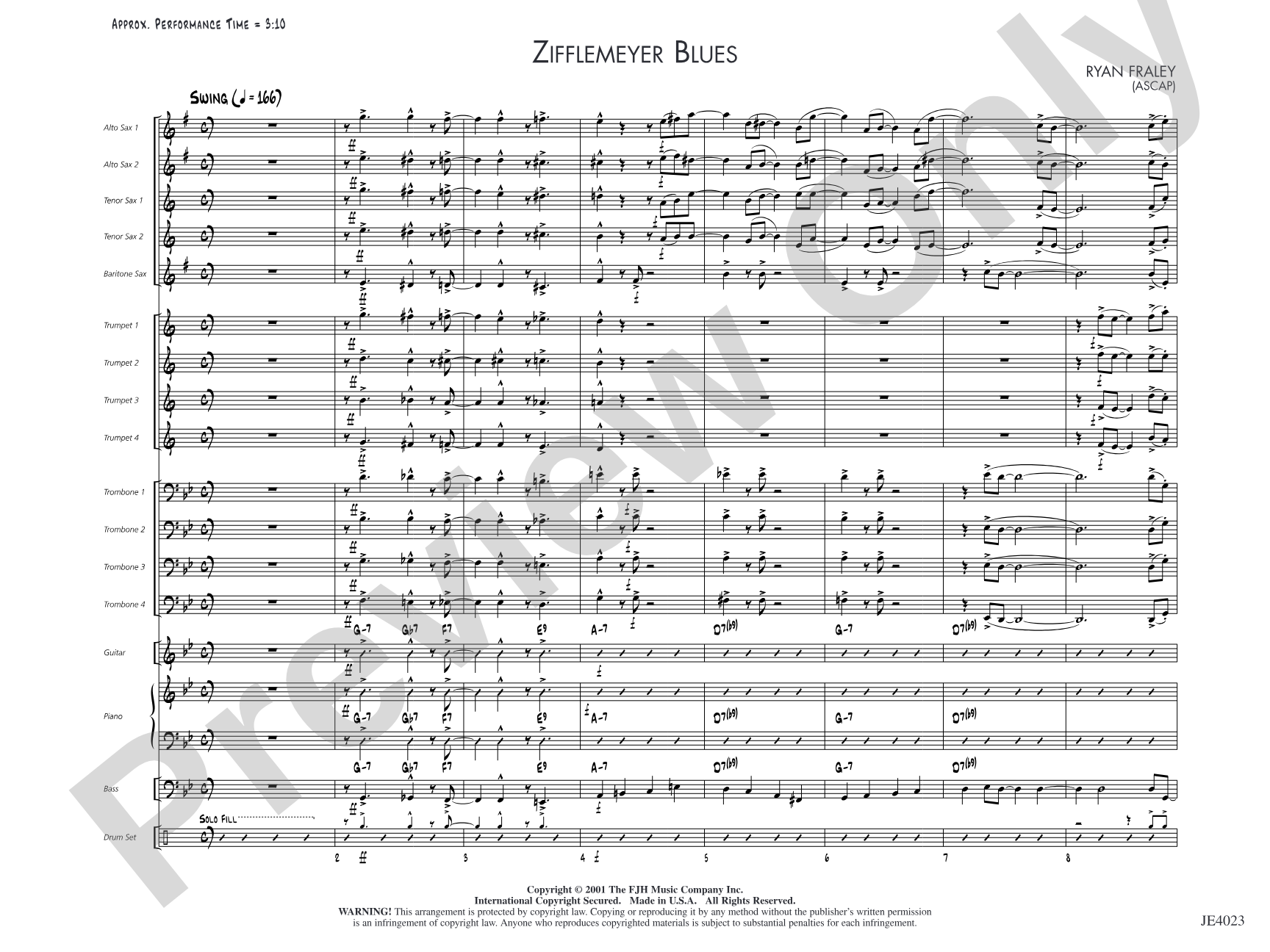 Zifflemeyer Blues: Jazz Ensemble Conductor Score & Parts