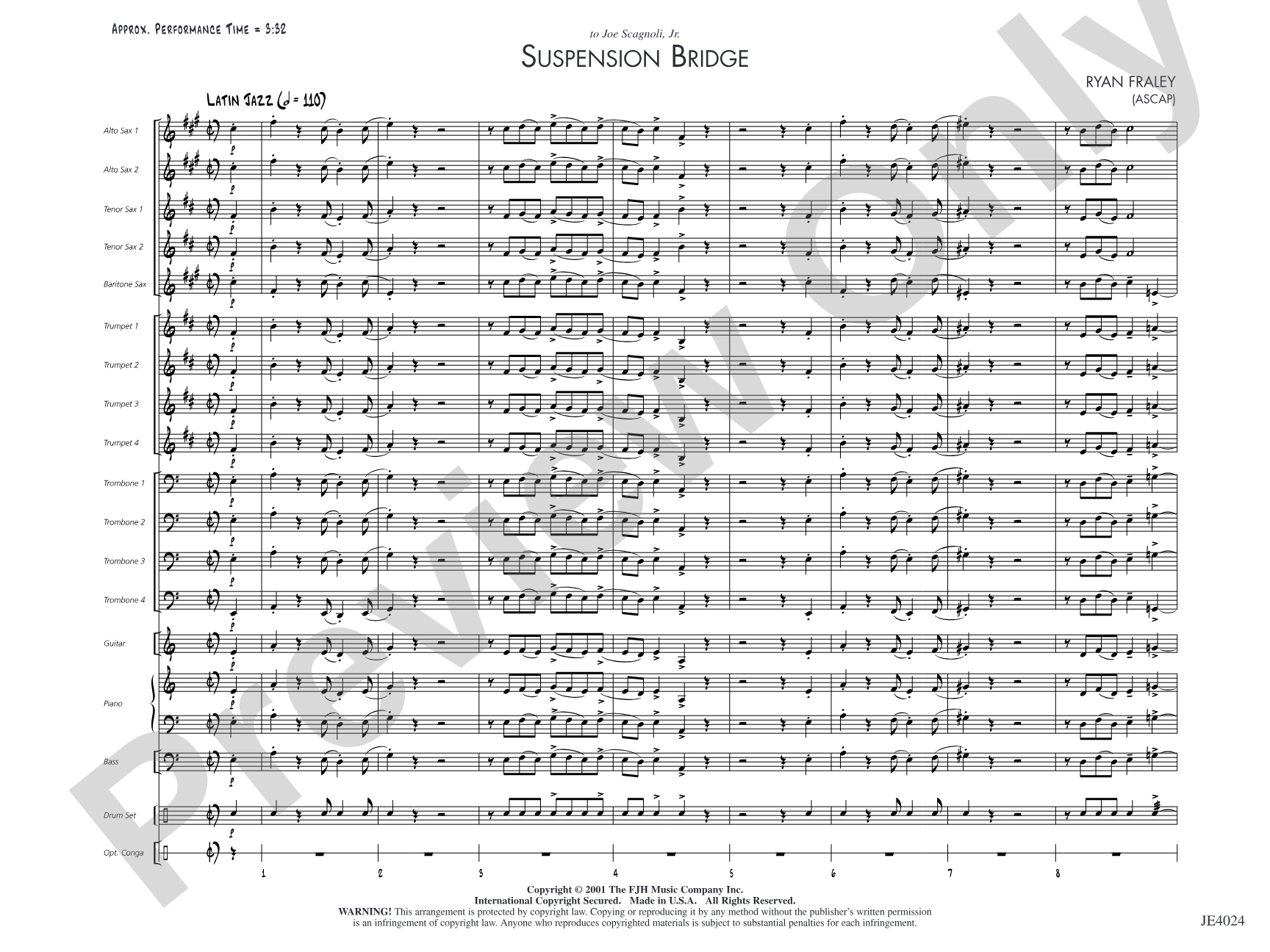 Suspension Bridge: Jazz Ensemble Conductor Score & Parts