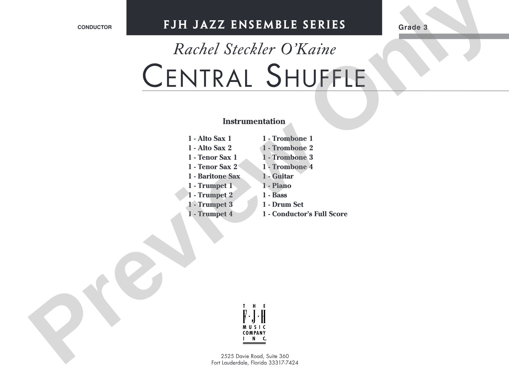 Central Shuffle: Jazz Ensemble Conductor Score & Parts