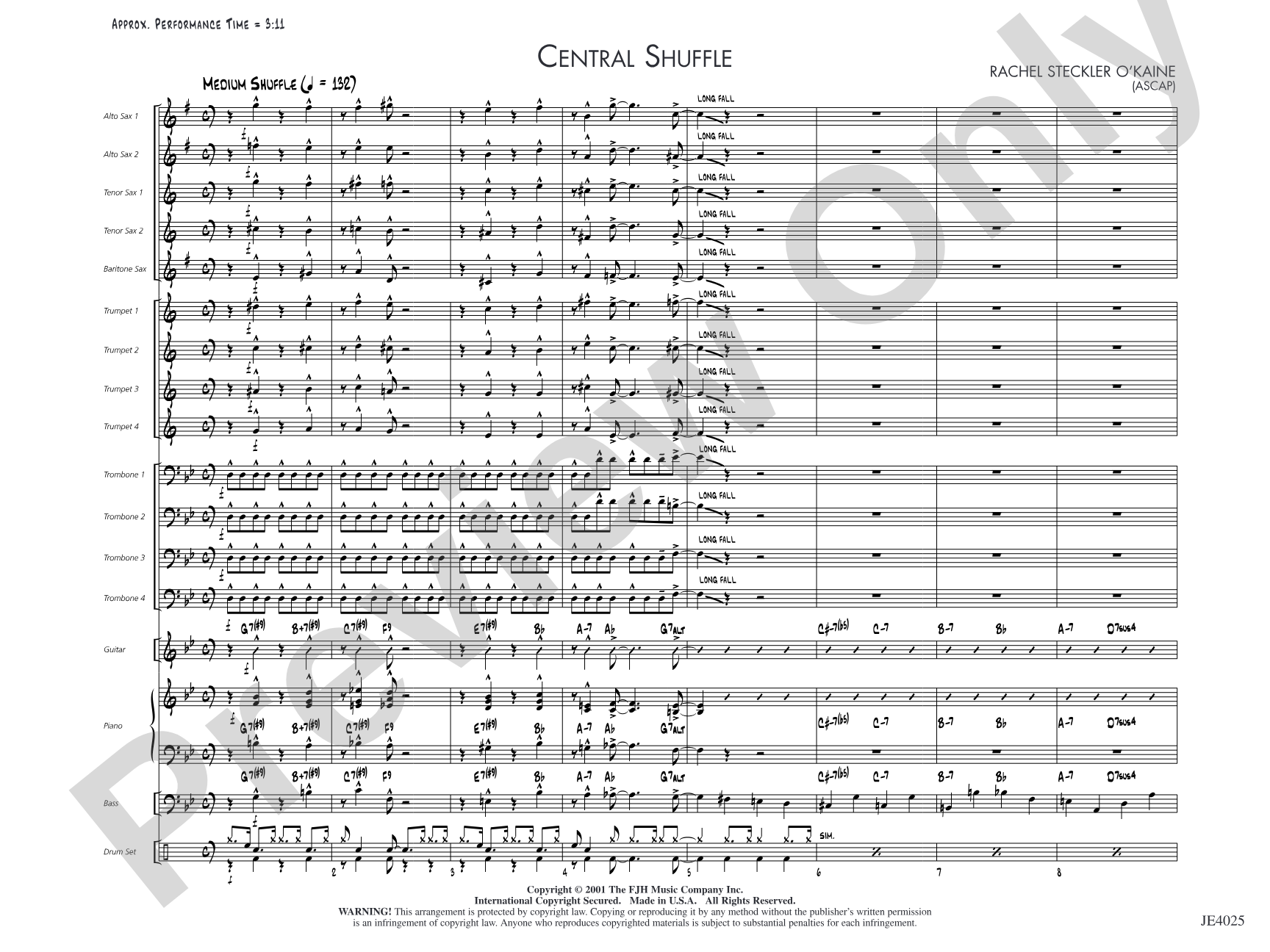 Central Shuffle: Jazz Ensemble Conductor Score & Parts