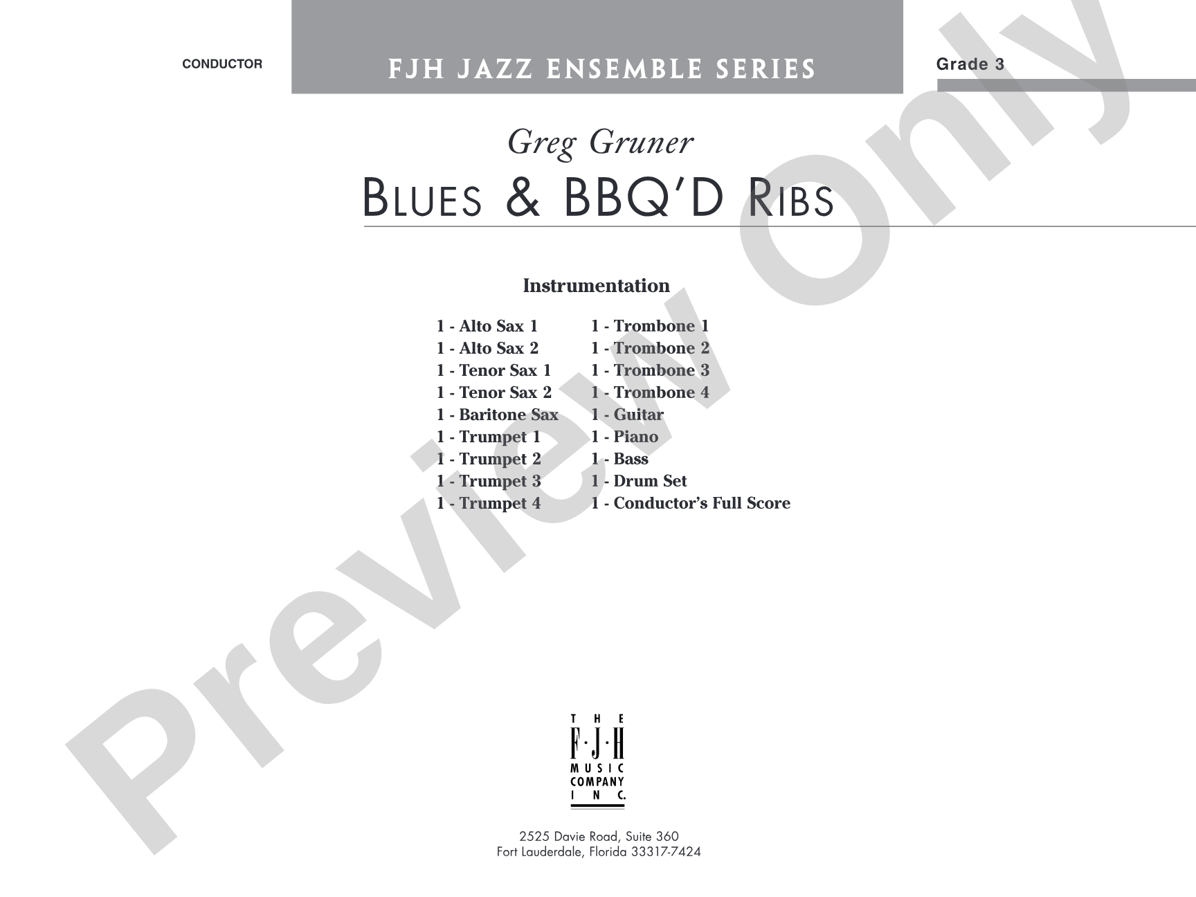 Blues & BBQ'D Ribs: Jazz Ensemble Conductor Score & Parts