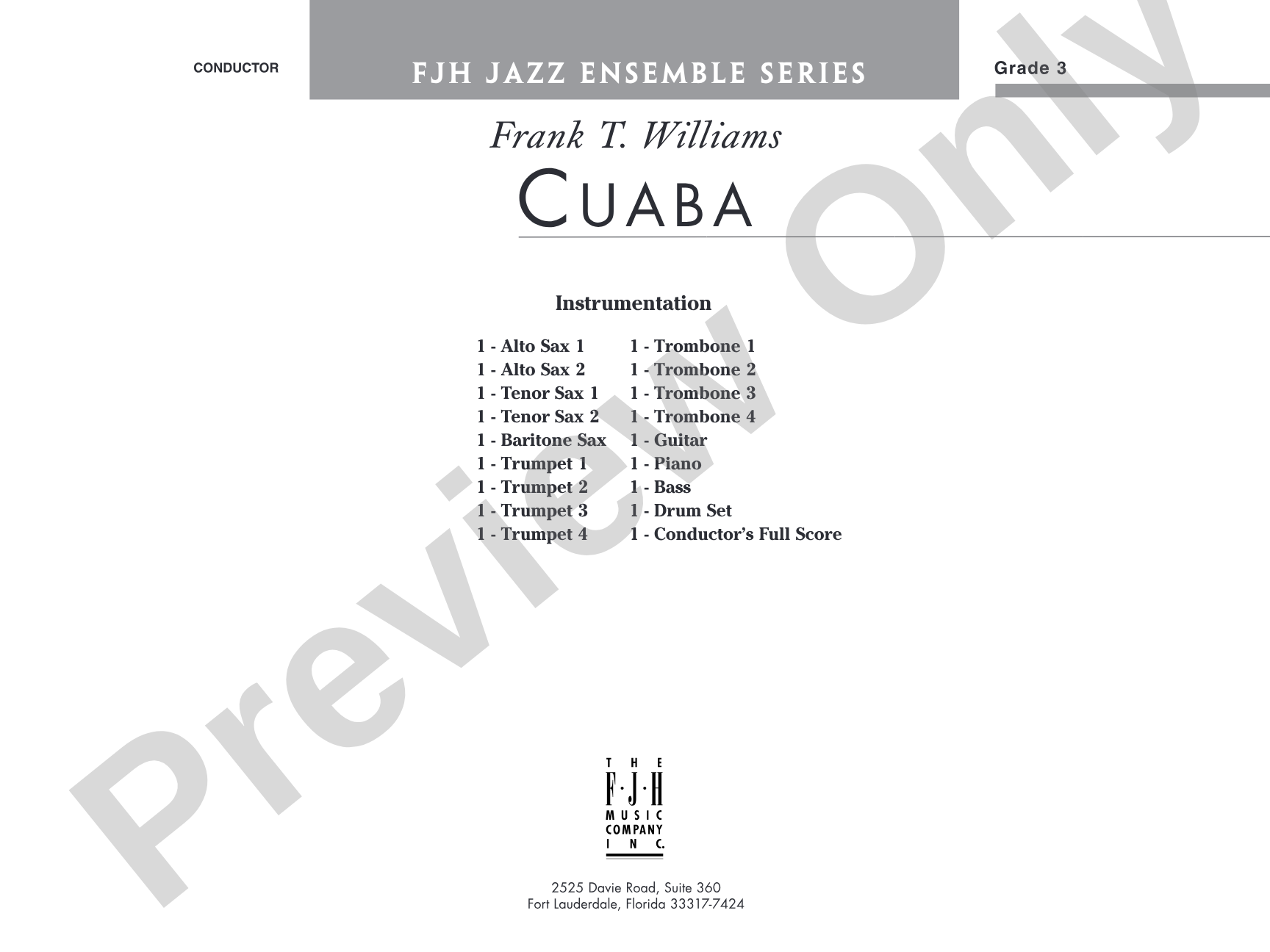 Cuaba: Jazz Ensemble Conductor Score & Parts