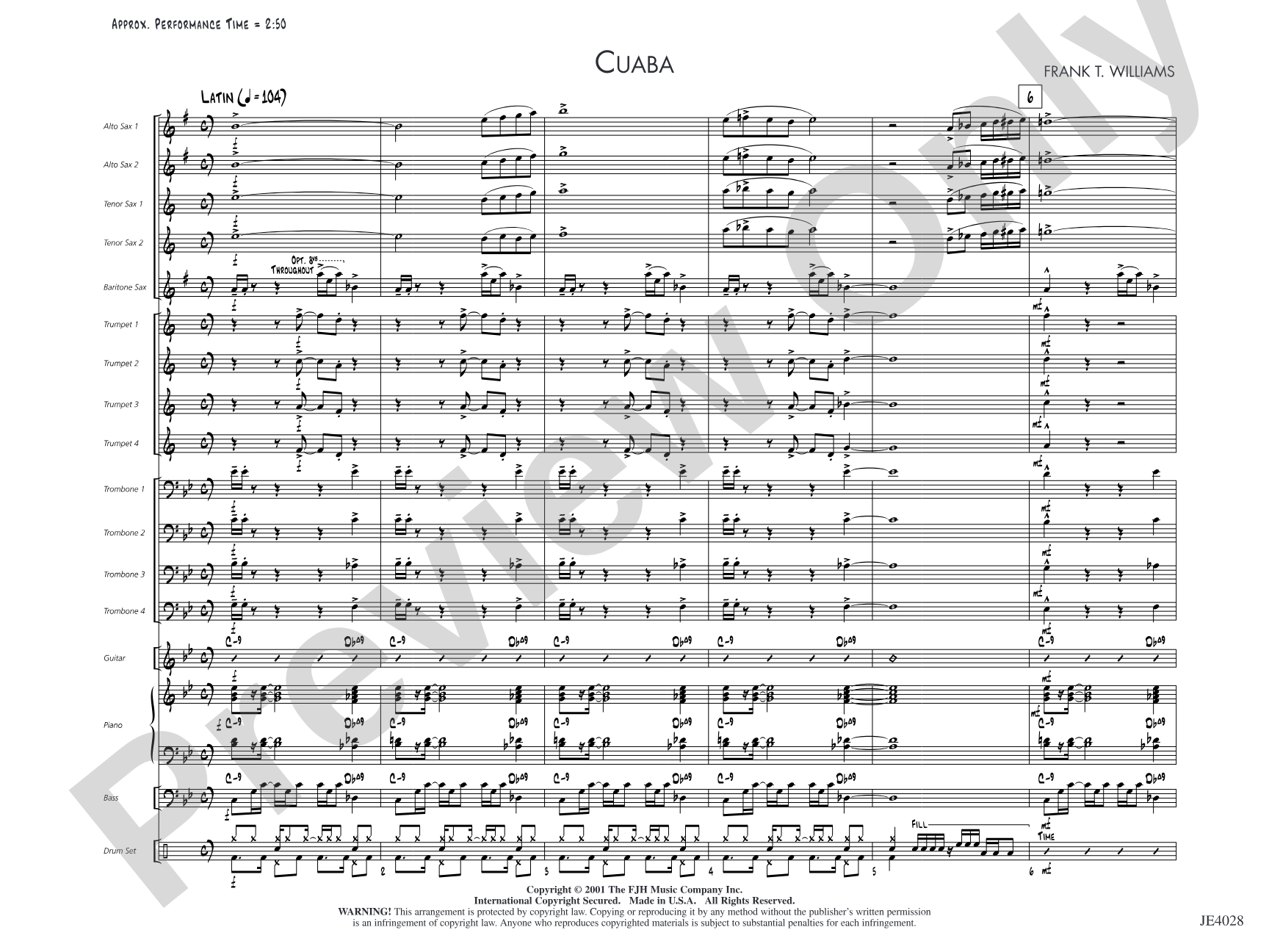 Cuaba: Jazz Ensemble Conductor Score & Parts