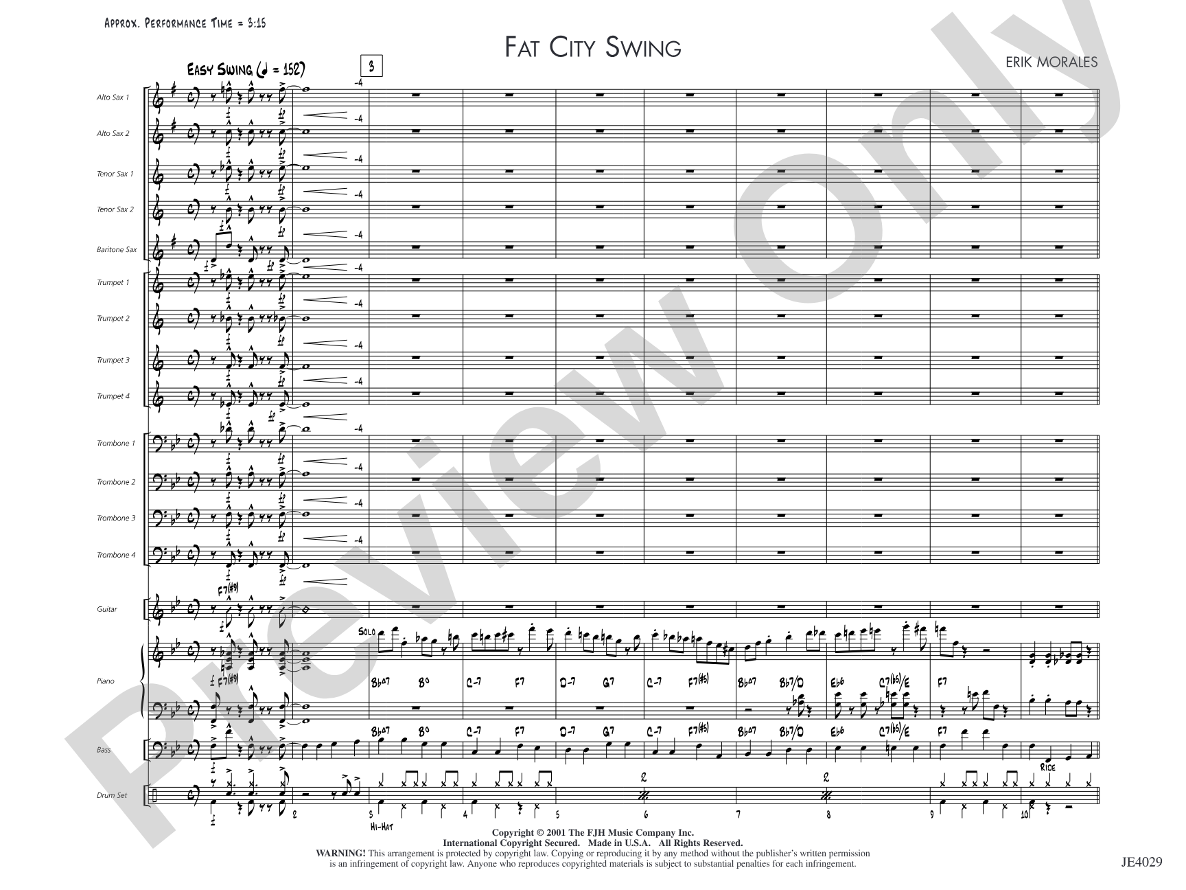 Fat City Swing: Jazz Ensemble Conductor Score & Parts