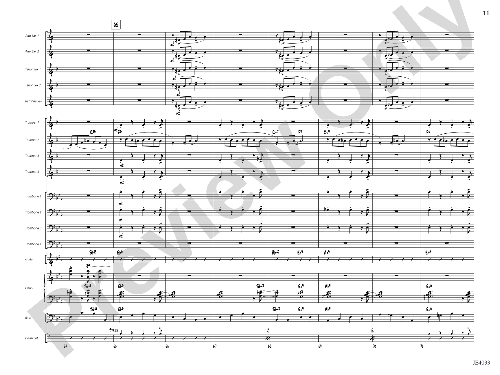Blues for Cat: Jazz Ensemble Conductor Score & Parts