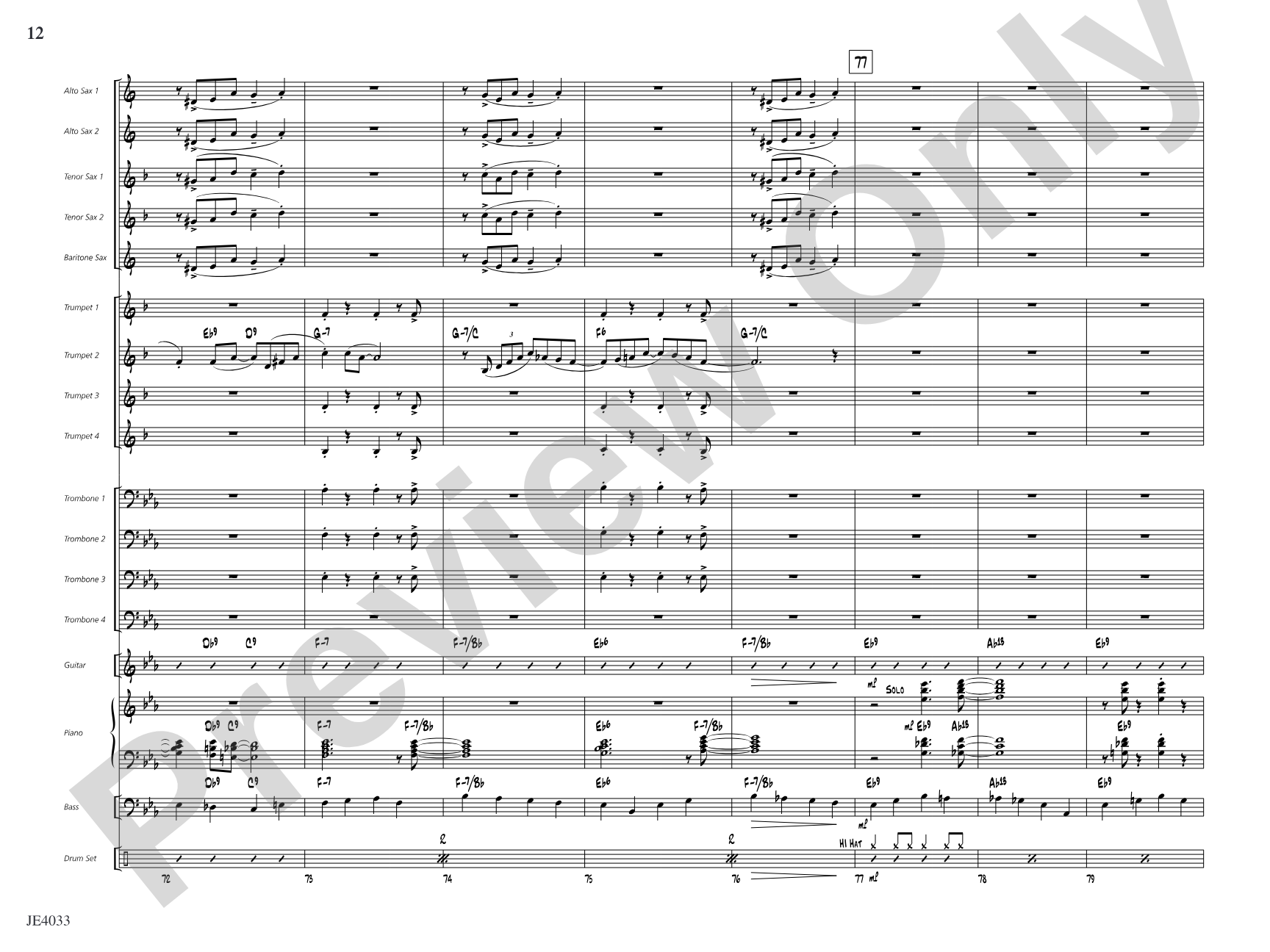 Blues for Cat: Jazz Ensemble Conductor Score & Parts