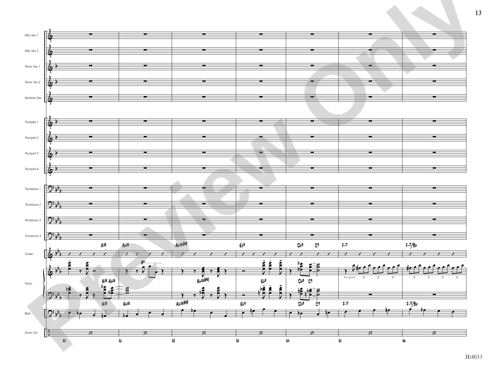 Blues for Cat: Jazz Ensemble Conductor Score & Parts