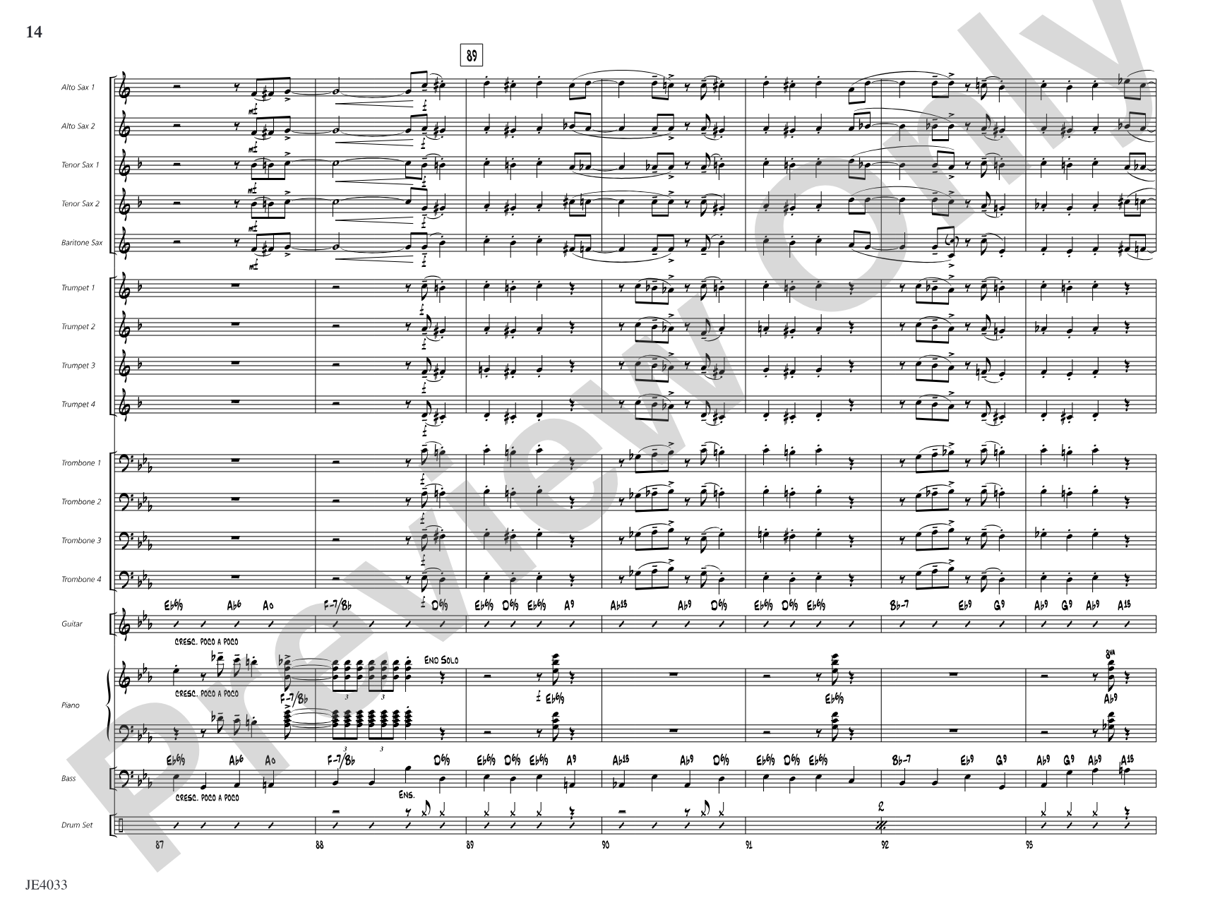Blues for Cat: Jazz Ensemble Conductor Score & Parts