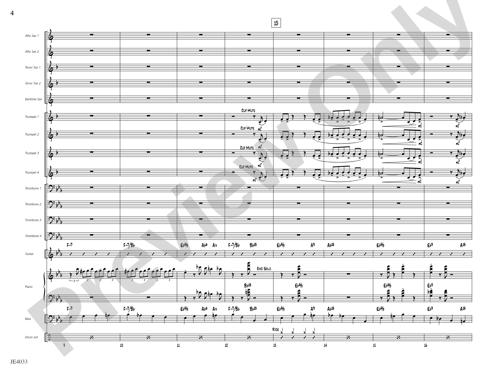 Blues for Cat: Jazz Ensemble Conductor Score & Parts