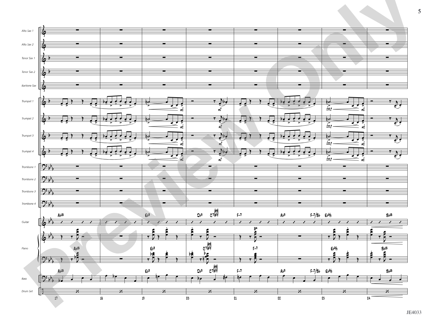 Blues for Cat: Jazz Ensemble Conductor Score & Parts