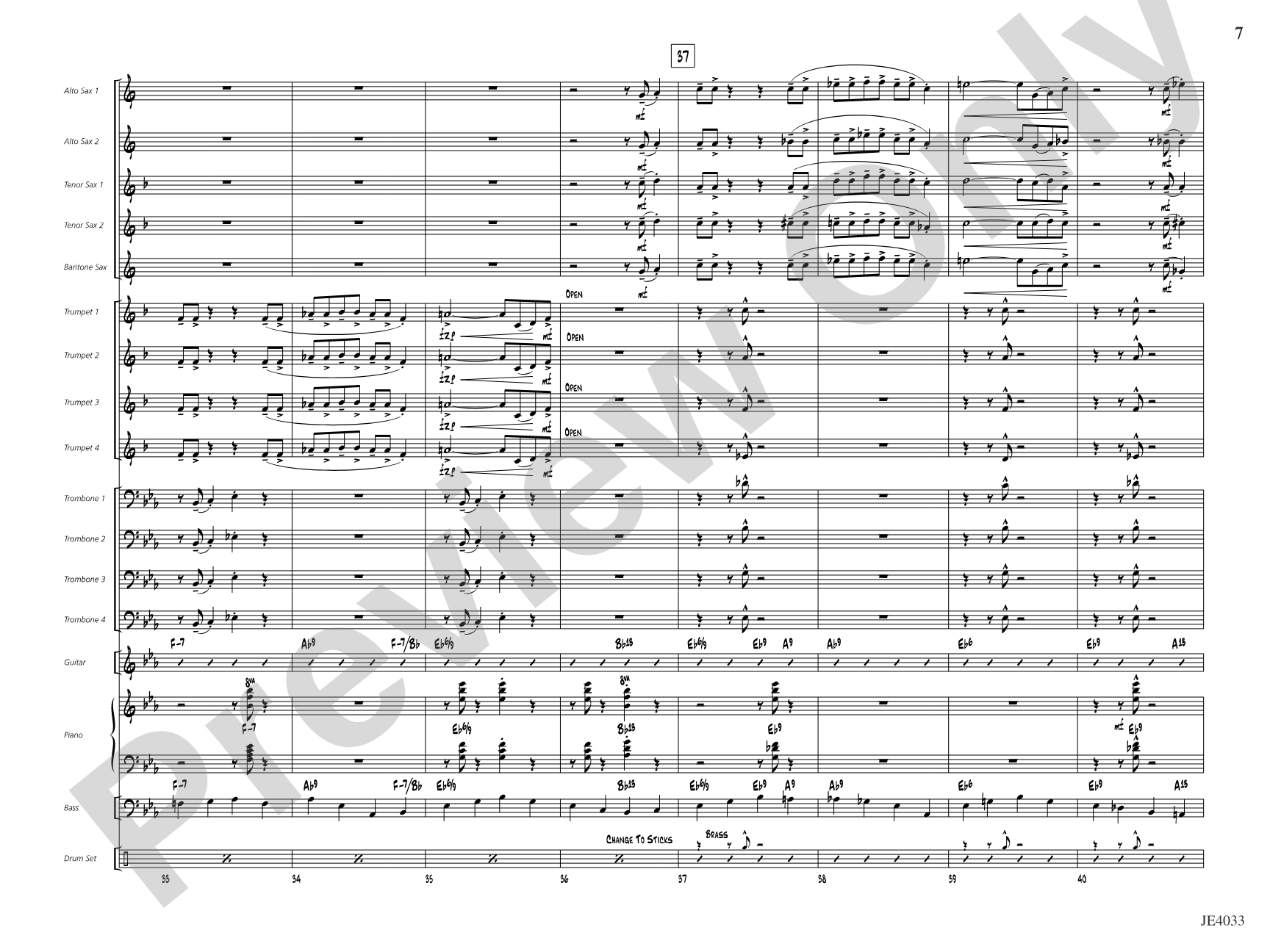 Blues for Cat: Jazz Ensemble Conductor Score & Parts