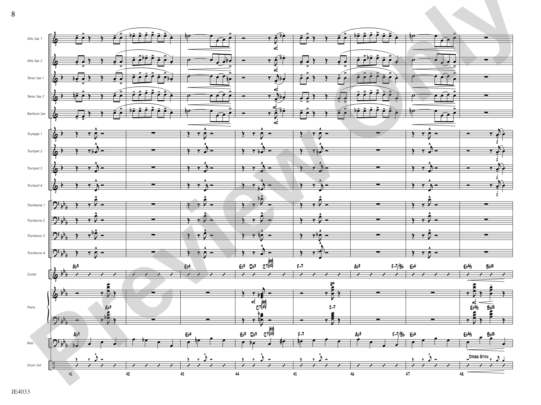 Blues for Cat: Jazz Ensemble Conductor Score & Parts