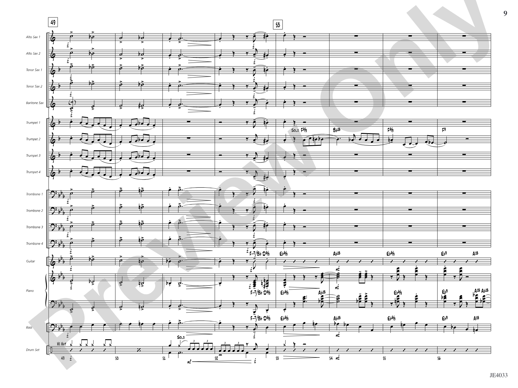 Blues for Cat: Jazz Ensemble Conductor Score & Parts