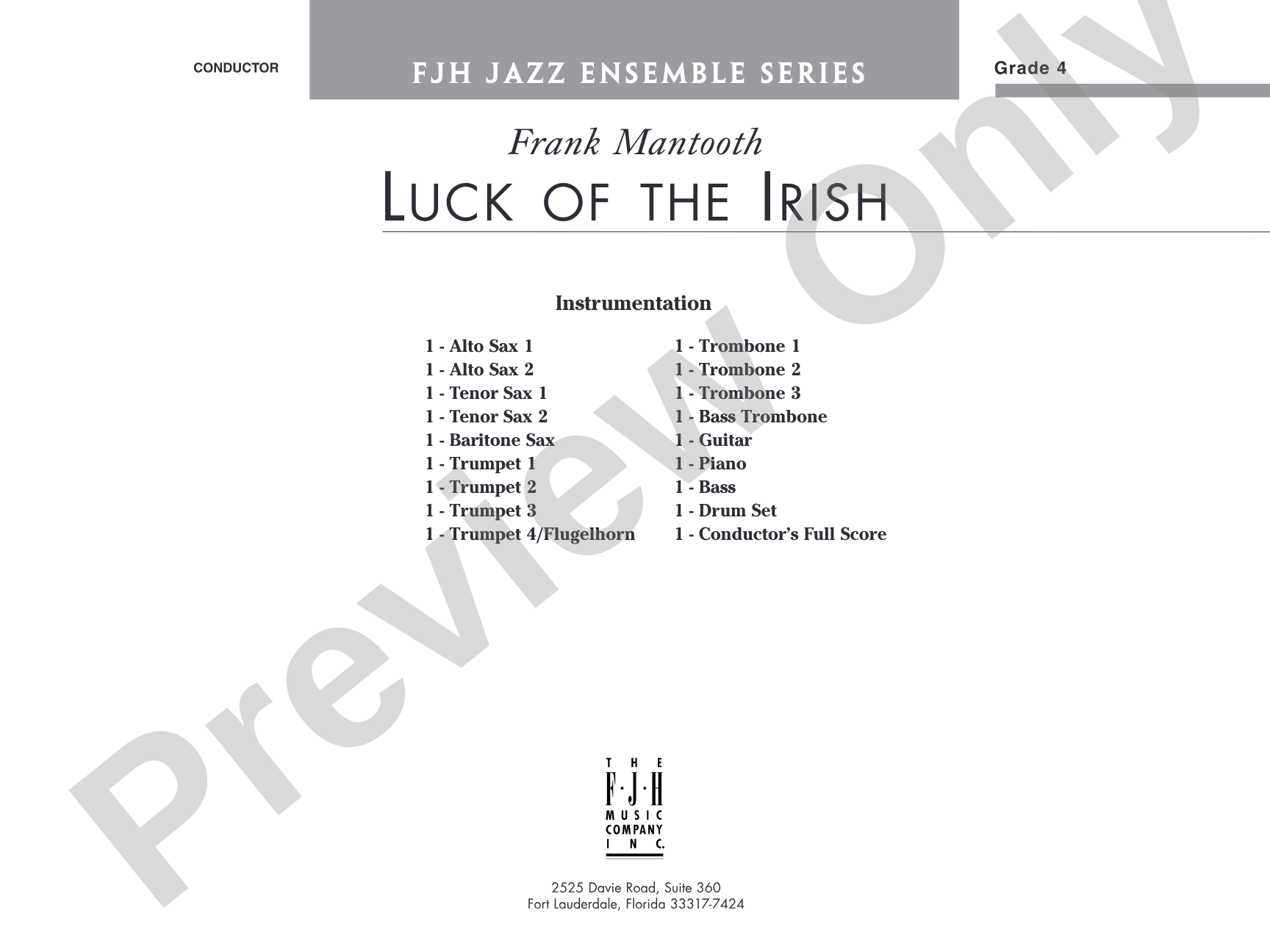 Luck of the Irish: Jazz Ensemble Conductor Score & Parts