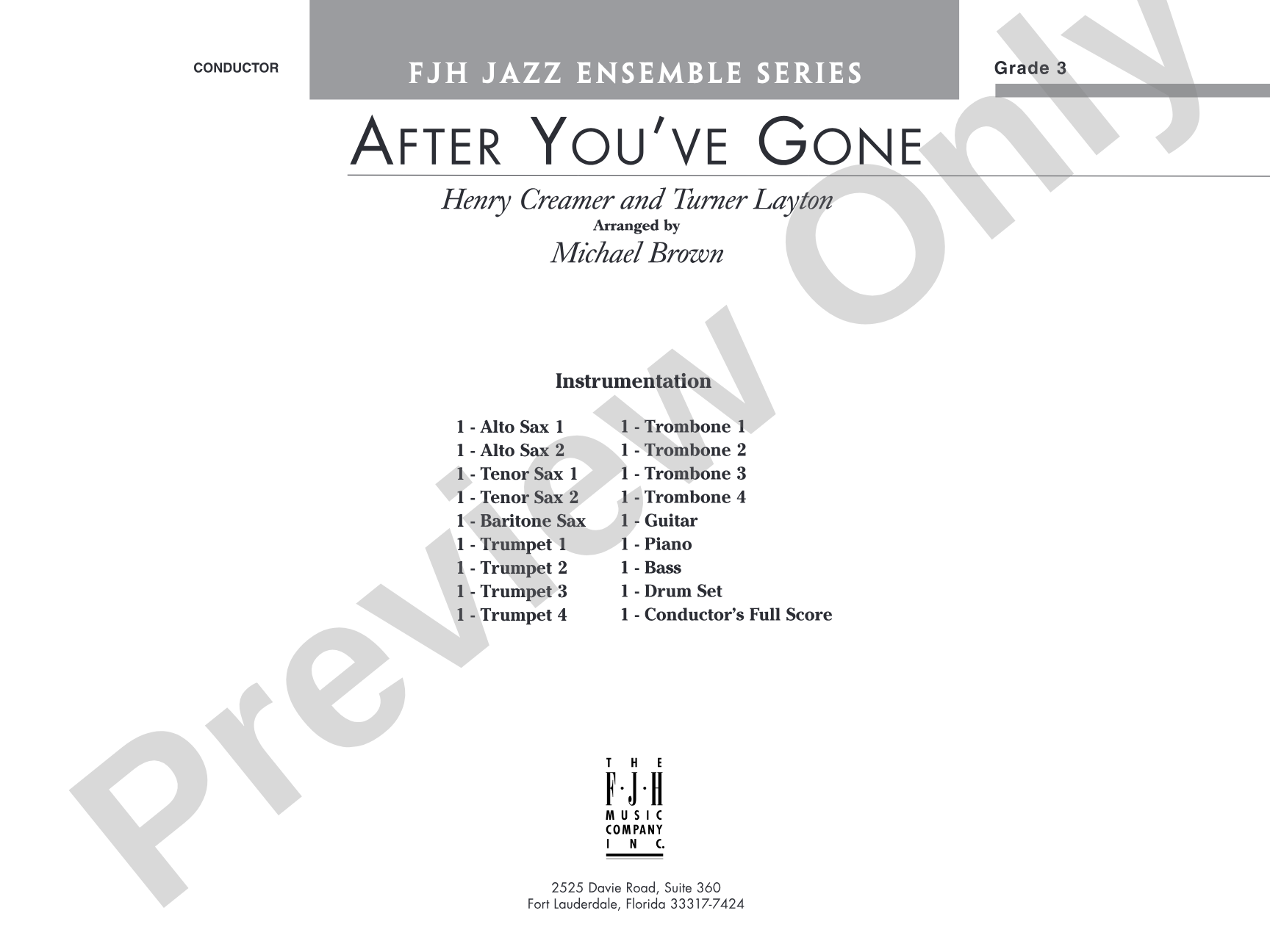 After You've Gone: Jazz Ensemble Conductor Score & Parts