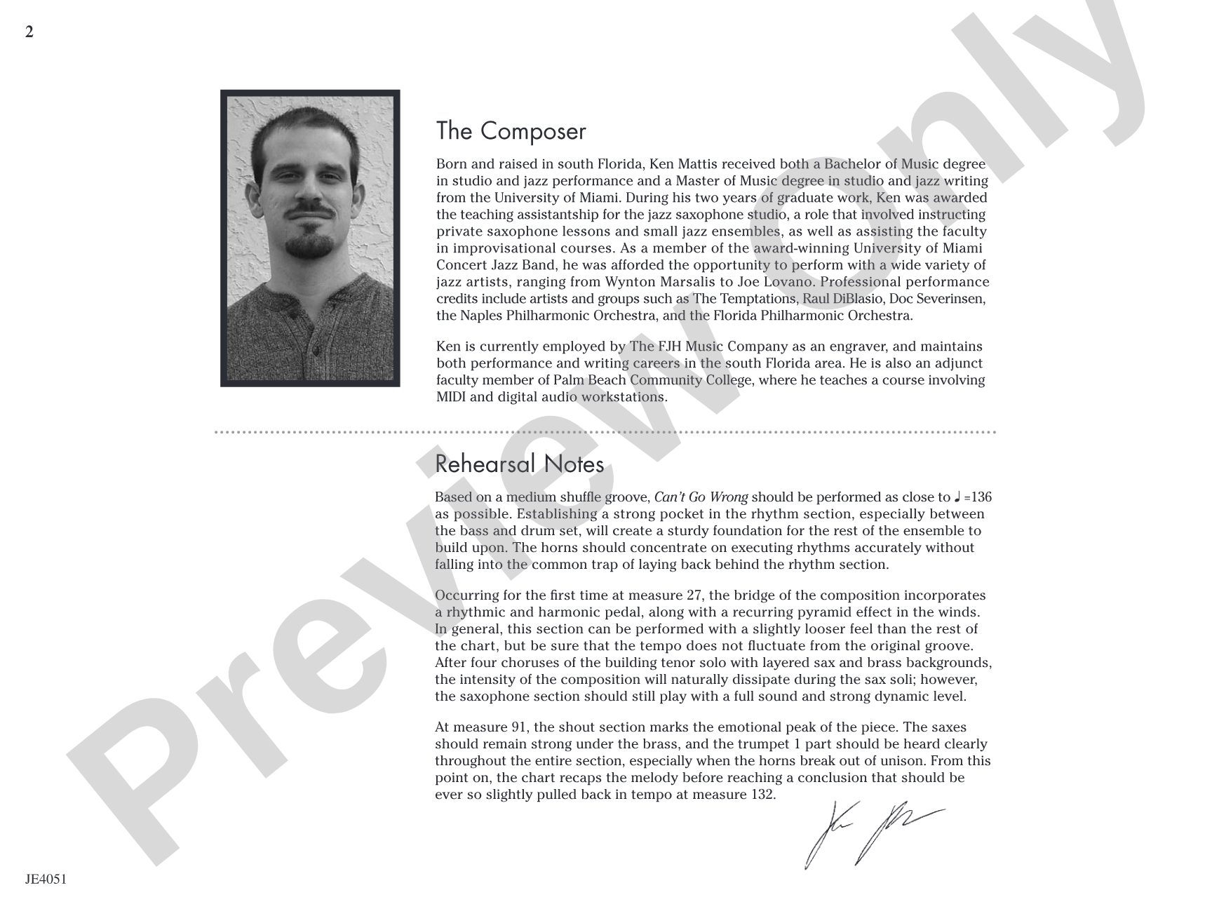 Can't Go Wrong: Jazz Ensemble Conductor Score & Parts