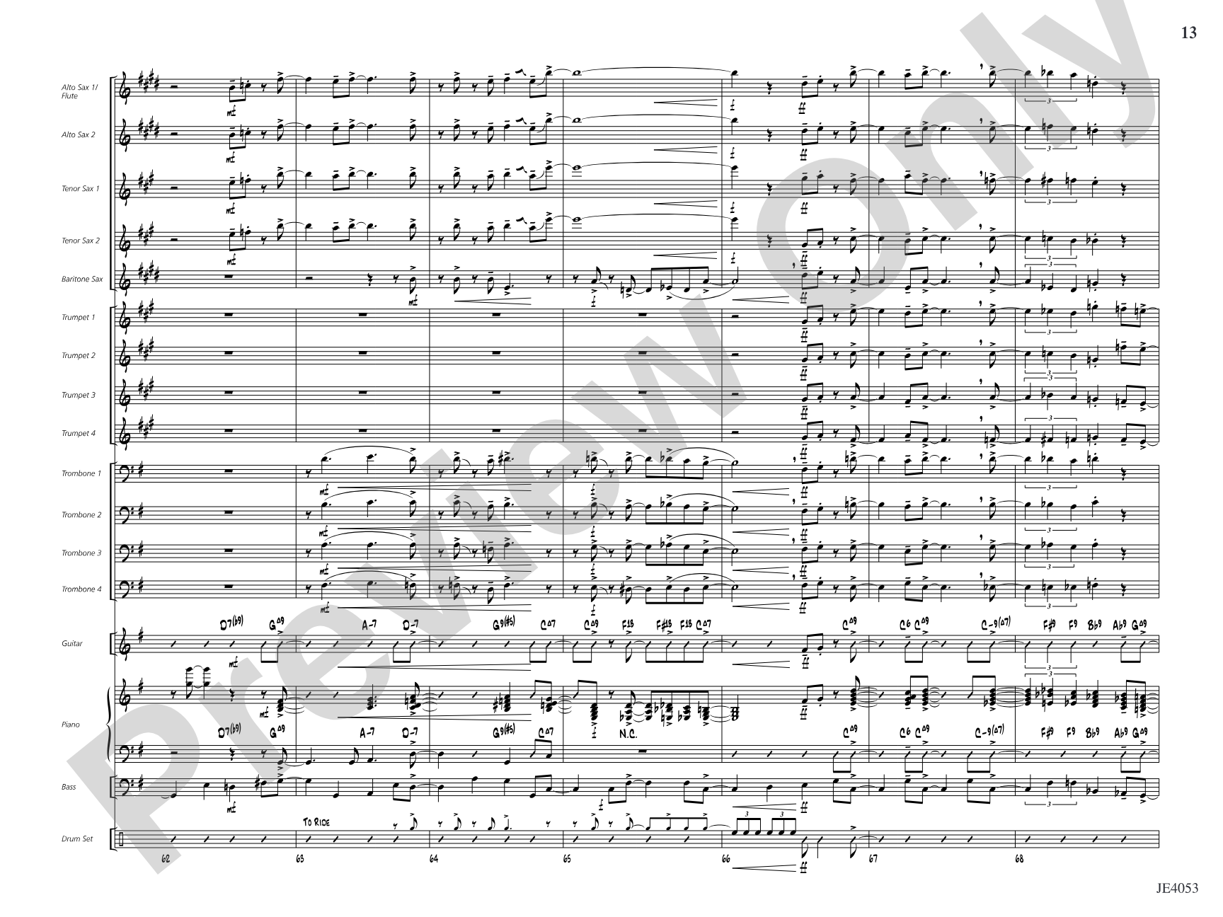 Dinner at Foote's: Jazz Ensemble Conductor Score & Parts